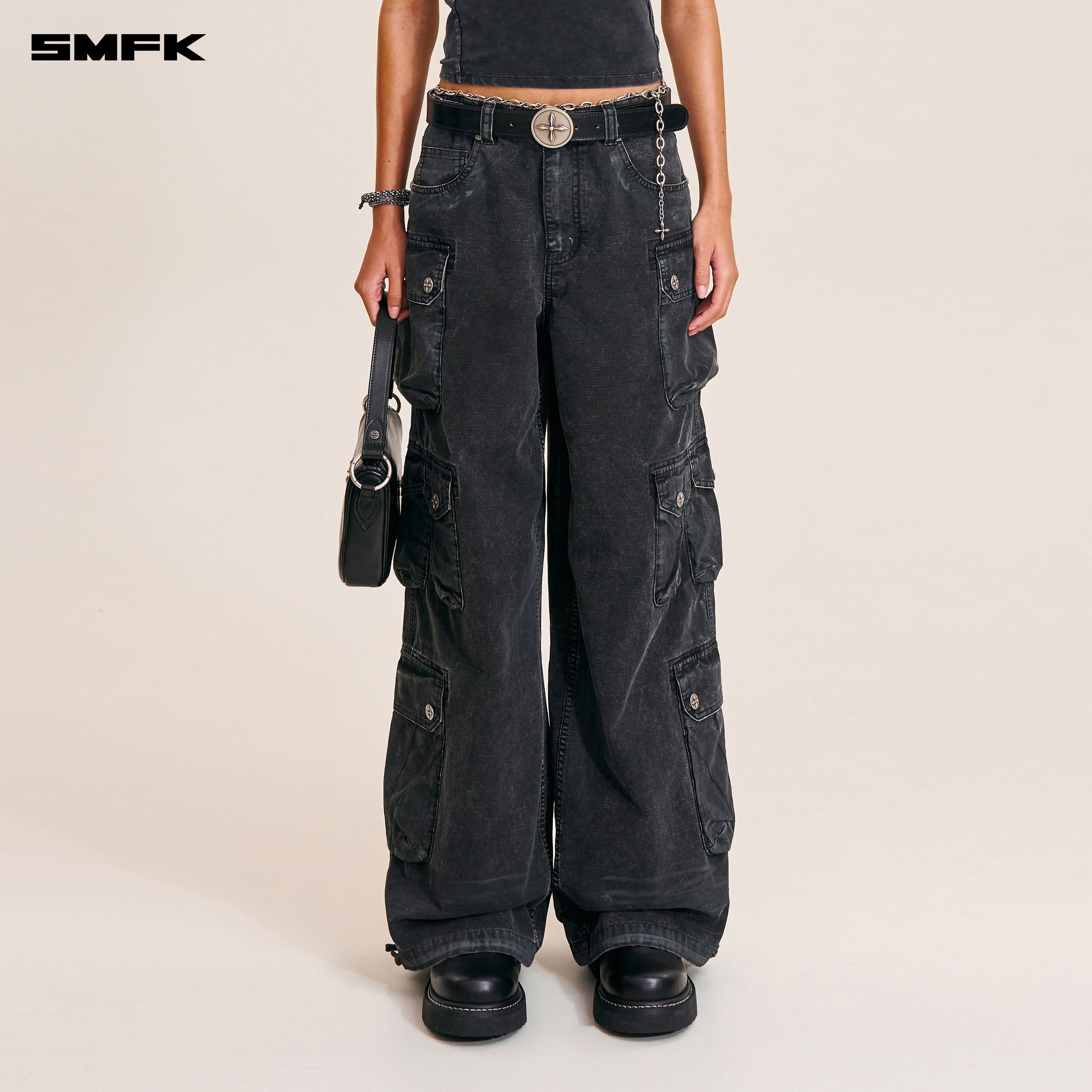 RAGE-WILD ORIGIN HANDCRAFT TOWER CARGO PANTS/GARMENT DYED WILD BLACK