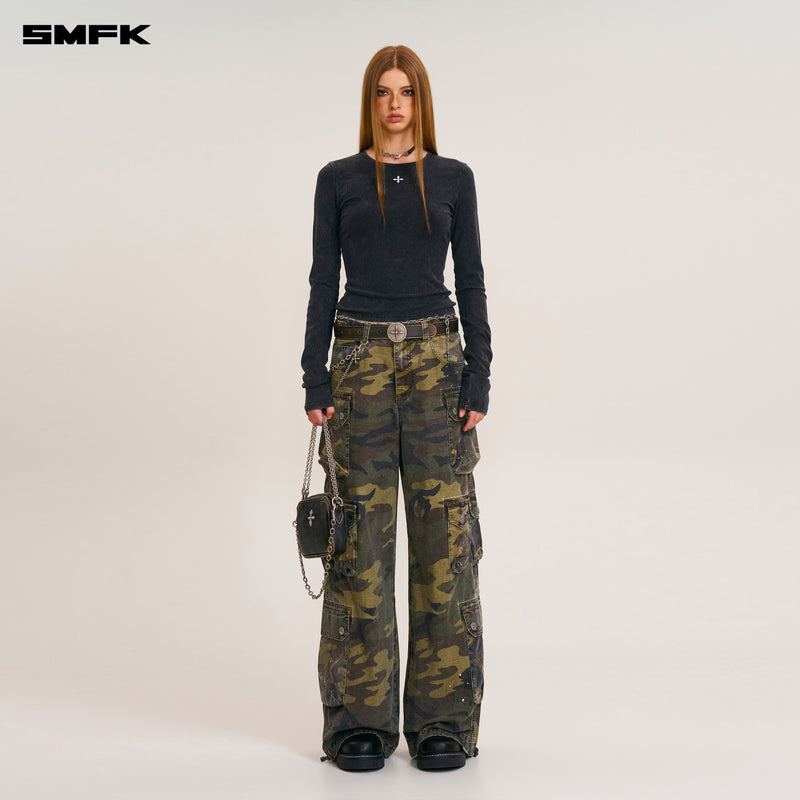 RAGE WILD ORIGIN HANDCRAFT TOWER CAMO CARGO PANTS ARMY GREEN CAMOUFLAGE