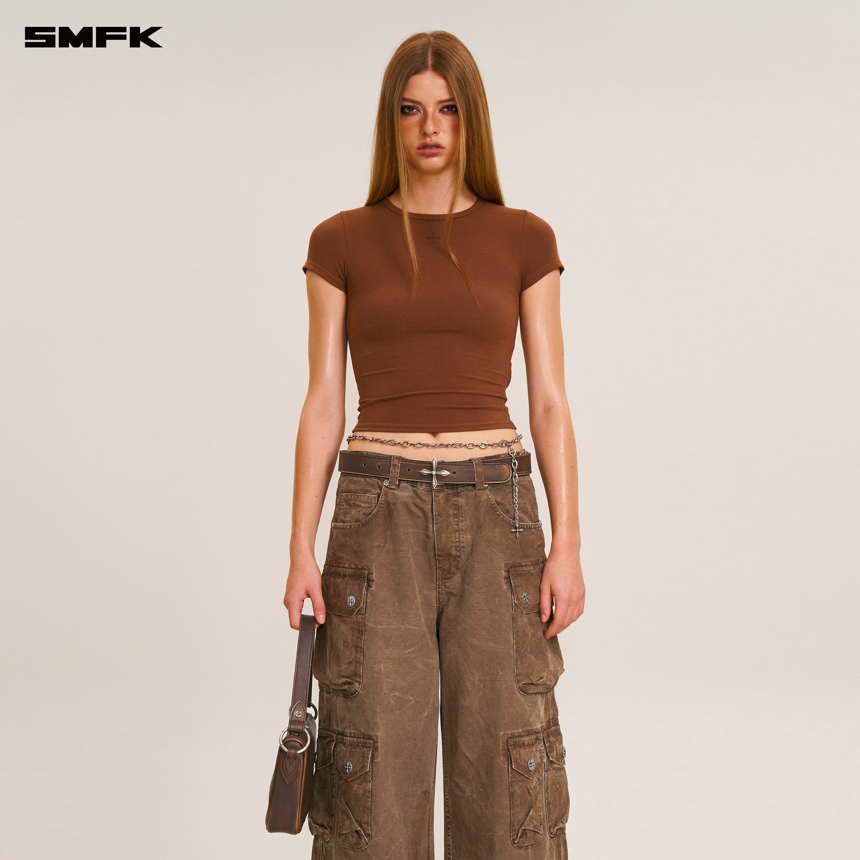 RAGE WILD ORIGIN HANDCRAFT DRIP DYED TOWER CARGO PANTS SHADOW BROWN