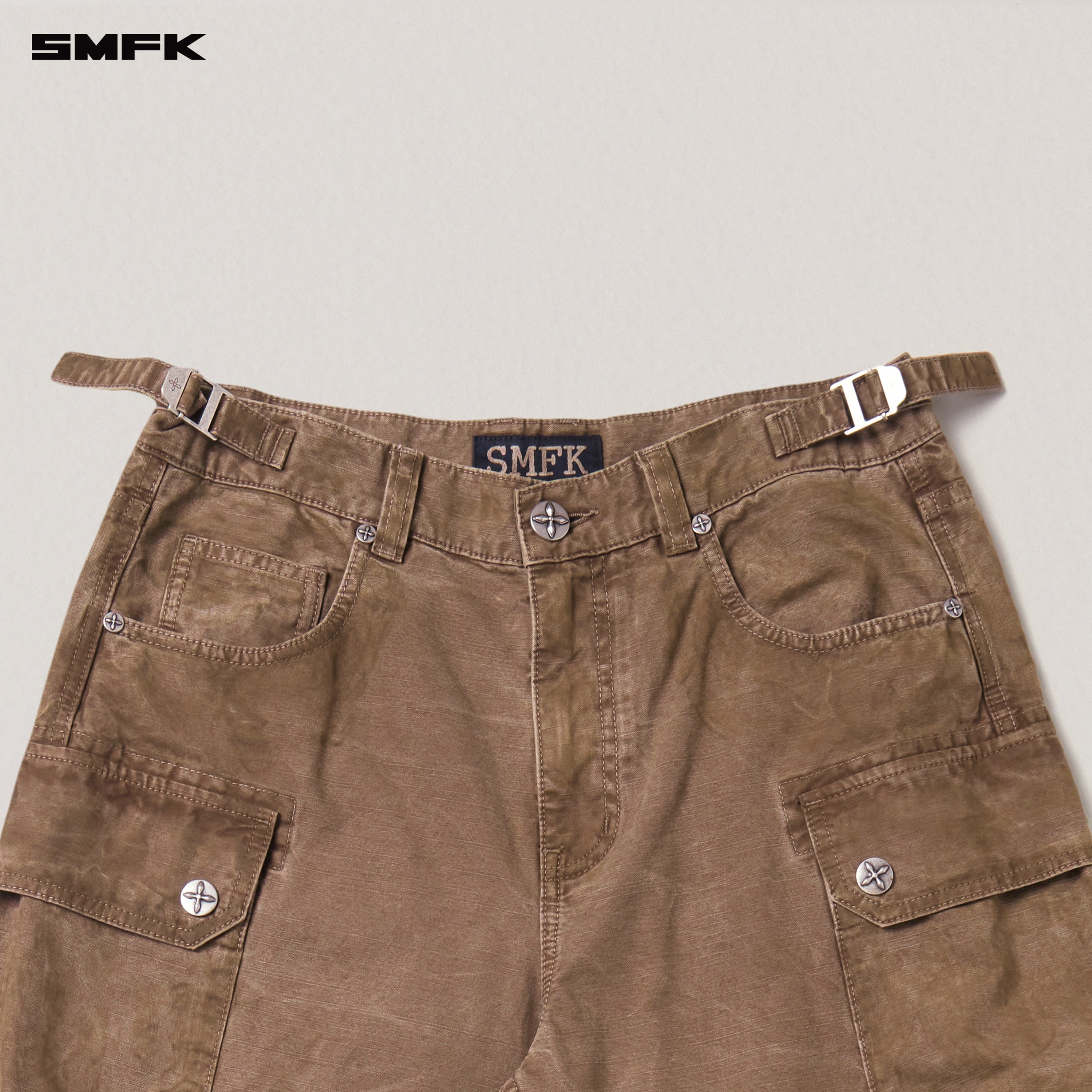 RAGE WILD ORIGIN HANDCRAFT DRIP DYED TOWER CARGO PANTS SHADOW BROWN