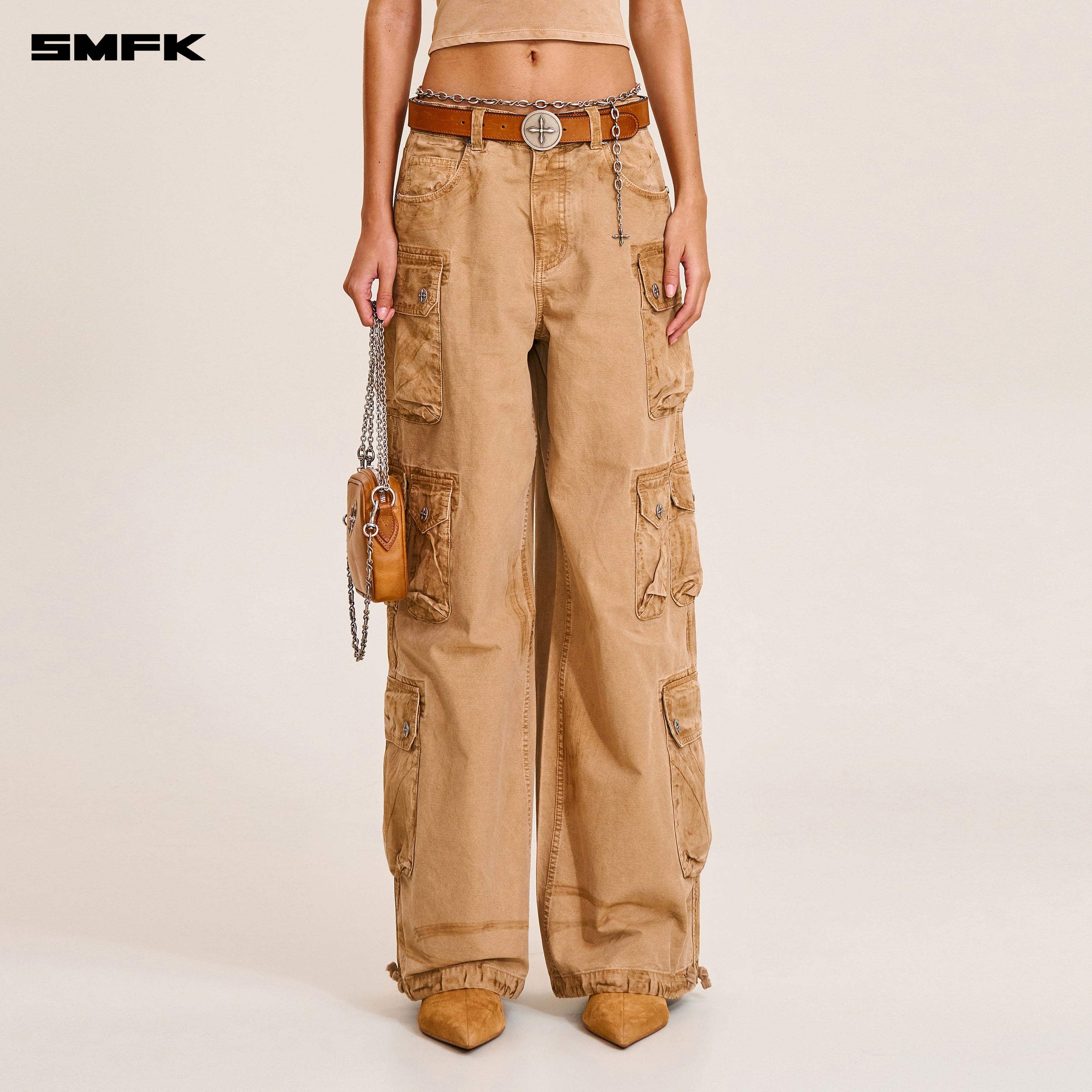 RAGE-WILD ORIGIN HANDCRAFT TOWER CARGO PANTS/GARMENT DYED SAND
