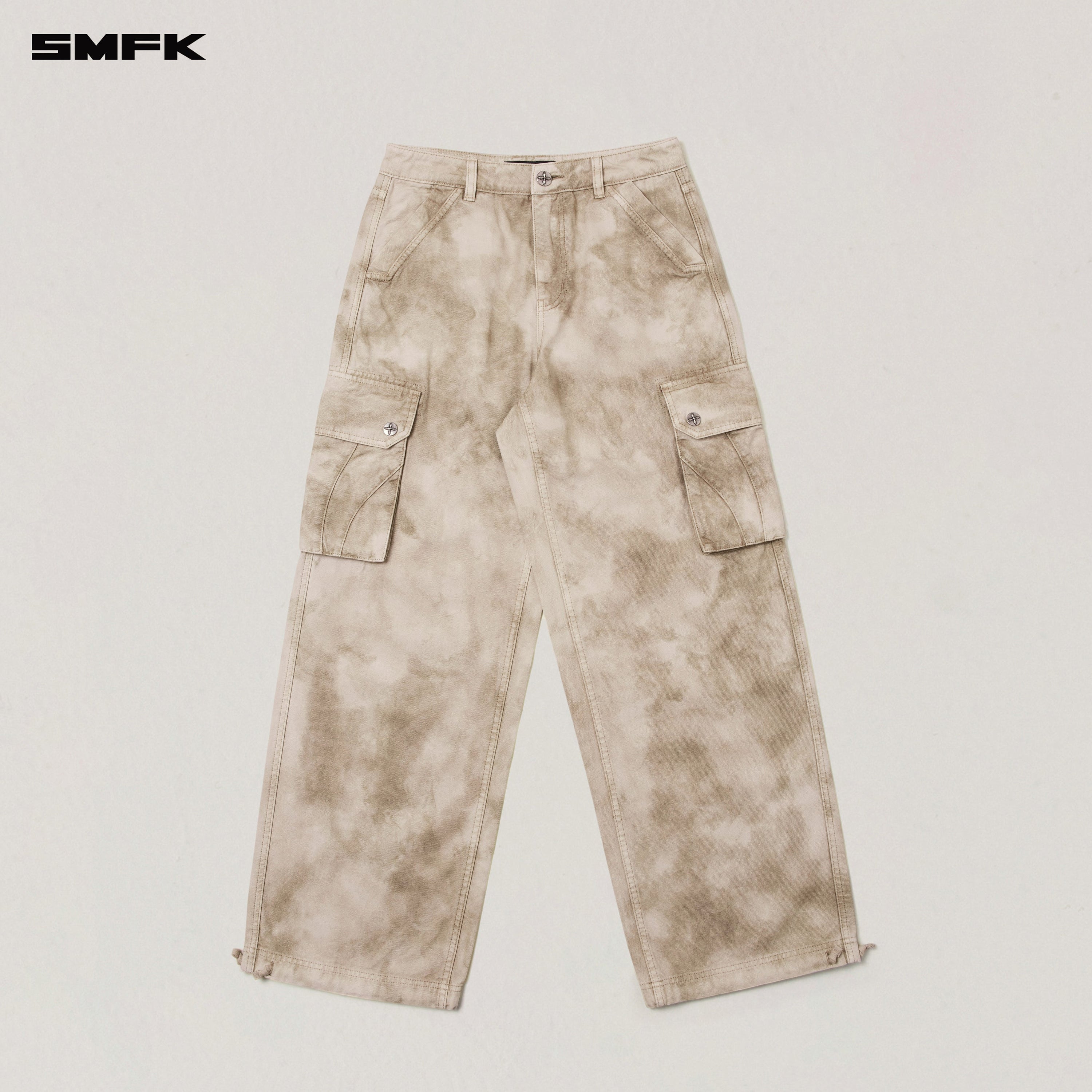 RAGE-WILD ORIGIN HANDCRAFT LOOSE  STRAIGHT CARGO PANTS/GARMENT DYED WILD BROWN