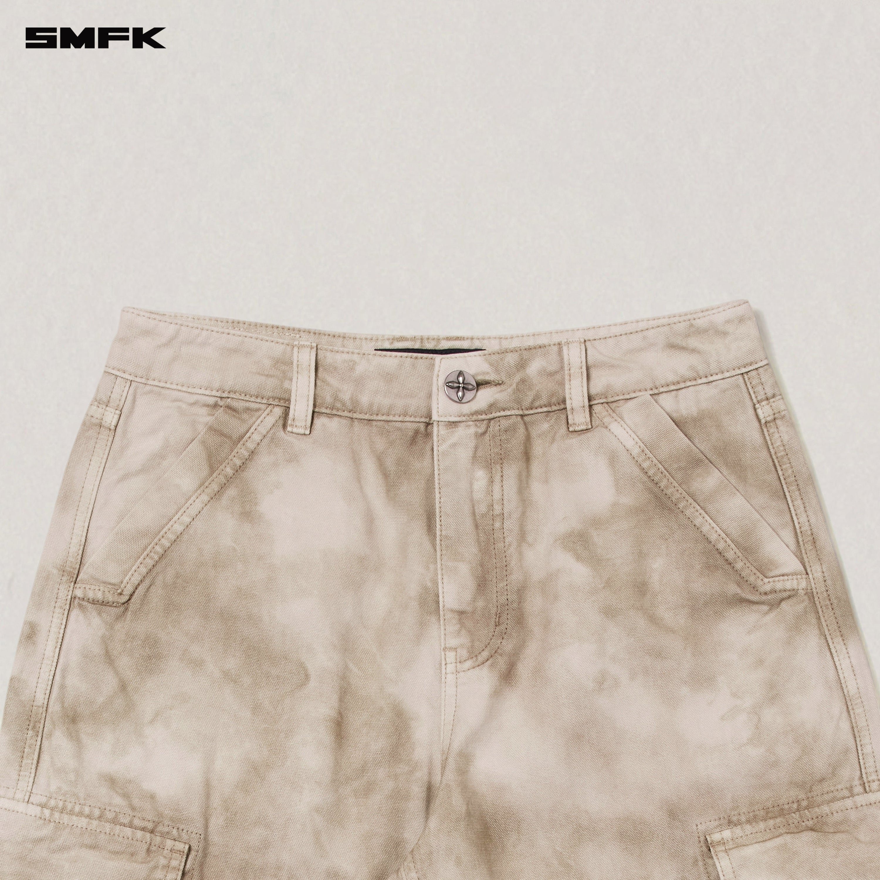 RAGE-WILD ORIGIN HANDCRAFT LOOSE  STRAIGHT CARGO PANTS/GARMENT DYED WILD BROWN