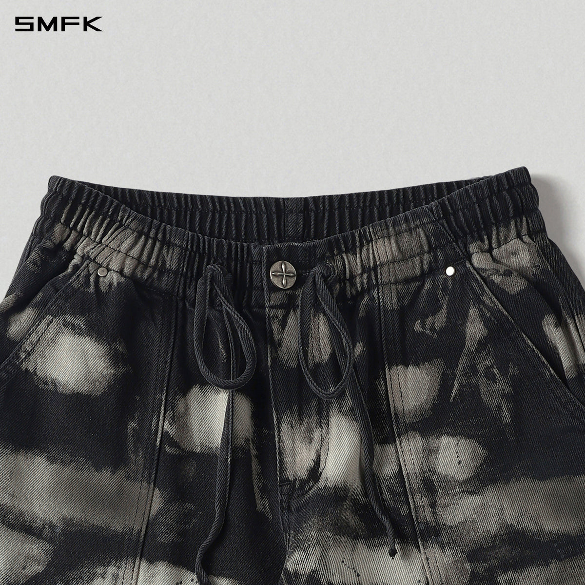 WILD  UPSIDE DOWN DENIM SPORTS PANTS/DENIM ANTIQUE TREATMENT+PAINTING/W INK CAMO