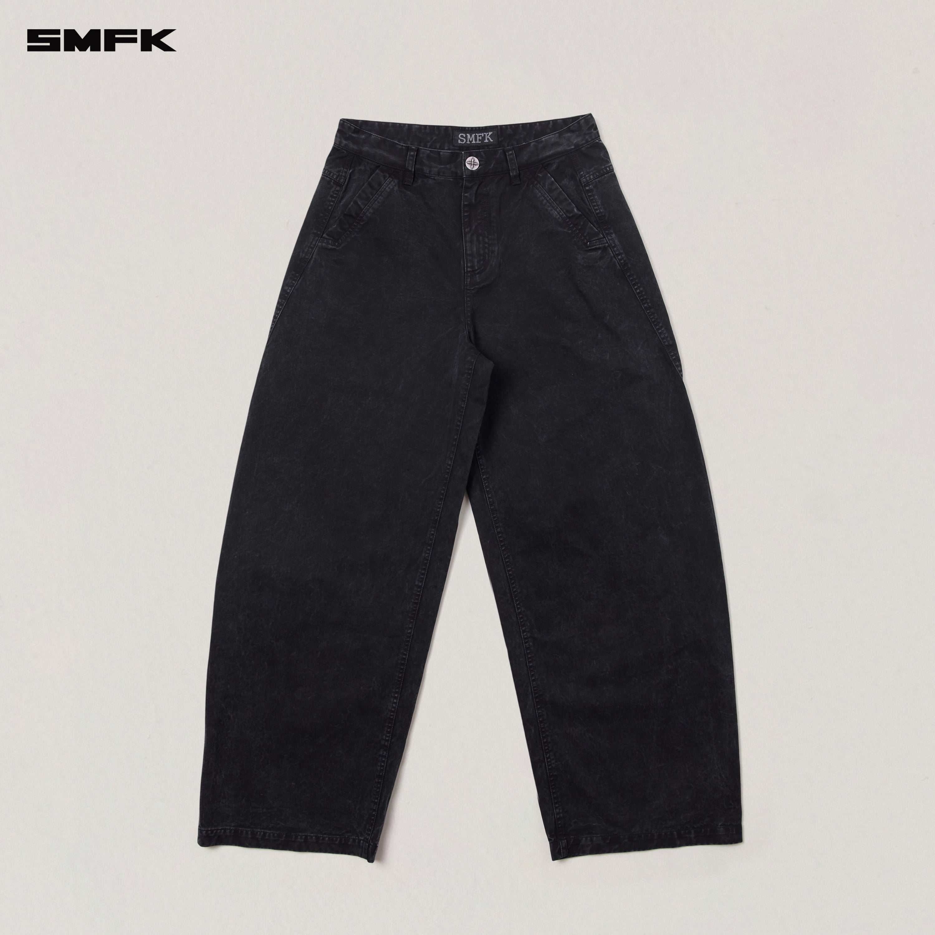 VINTAGE-STORM SPIRAL ARC CARGO PANTS/FADE DYE WILD BLACK