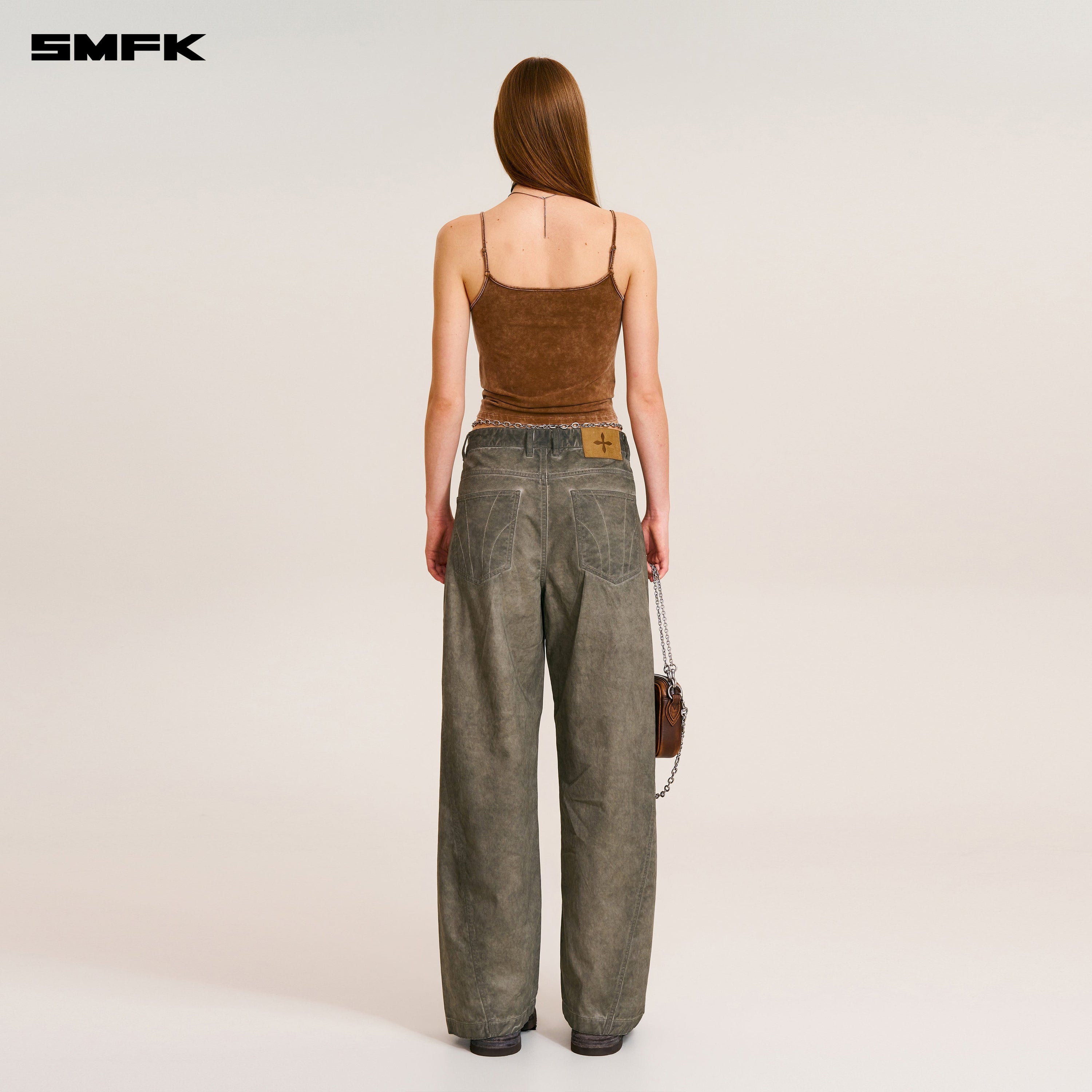 VINTAGE-STORM SPIRAL ARC CARGO PANTS/FADE DYE WILD BROWN