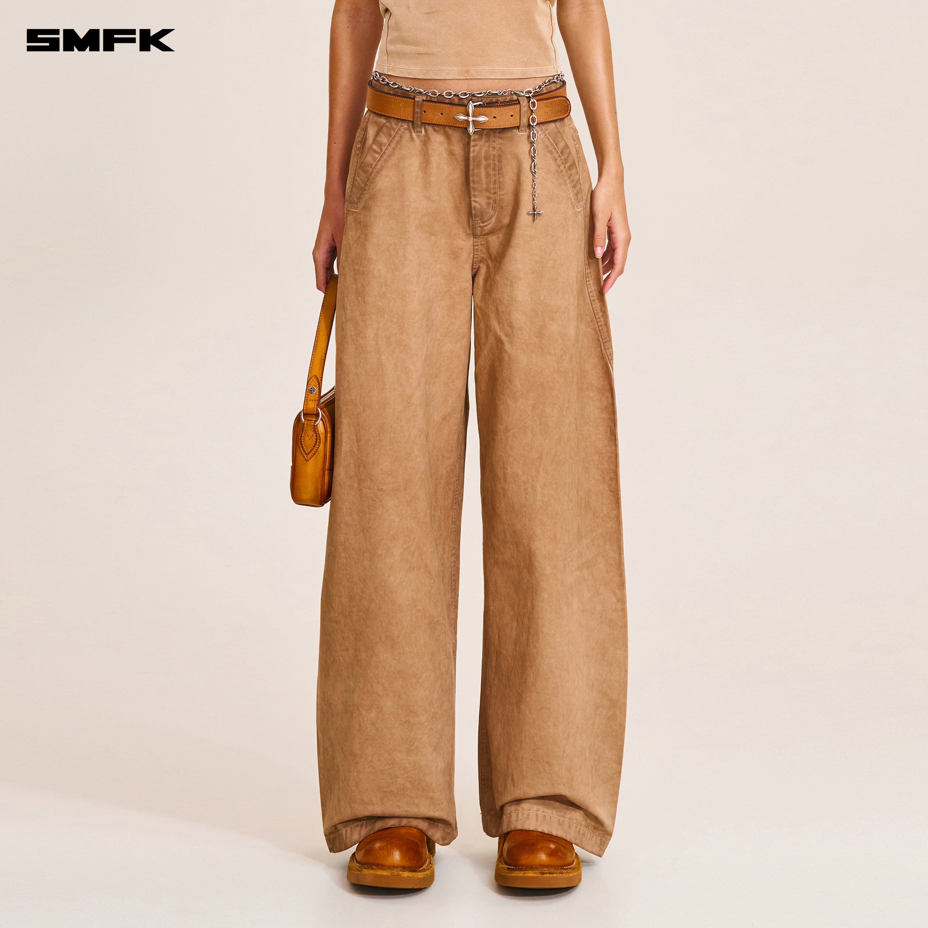 VINTAGE-STORM SPIRAL ARC CARGO PANTS/FADE DYE FADING DESERT