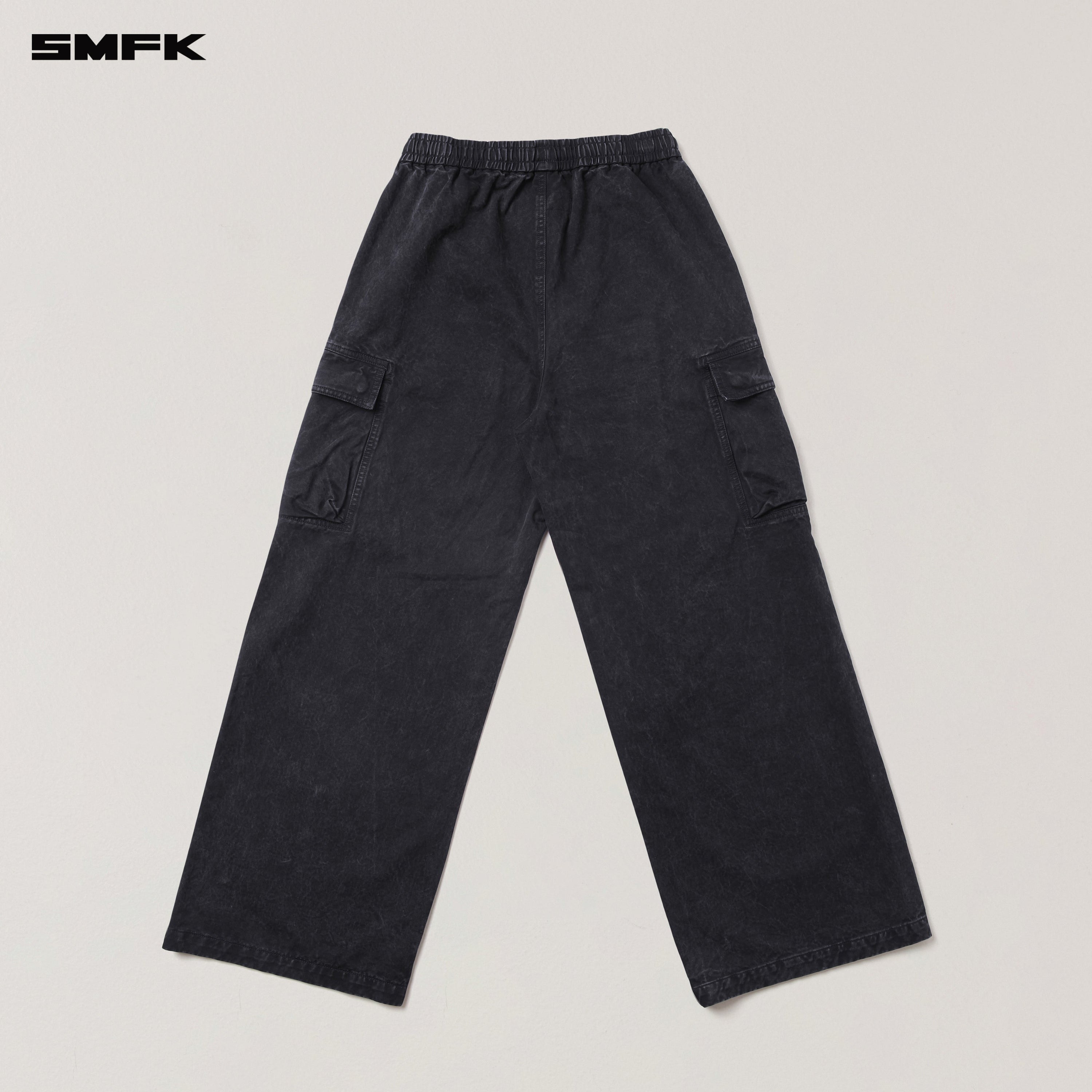 VINTAGE-STORM LOOSE SPORTS CARGO PANTS/FADE DYE WILD BLACK