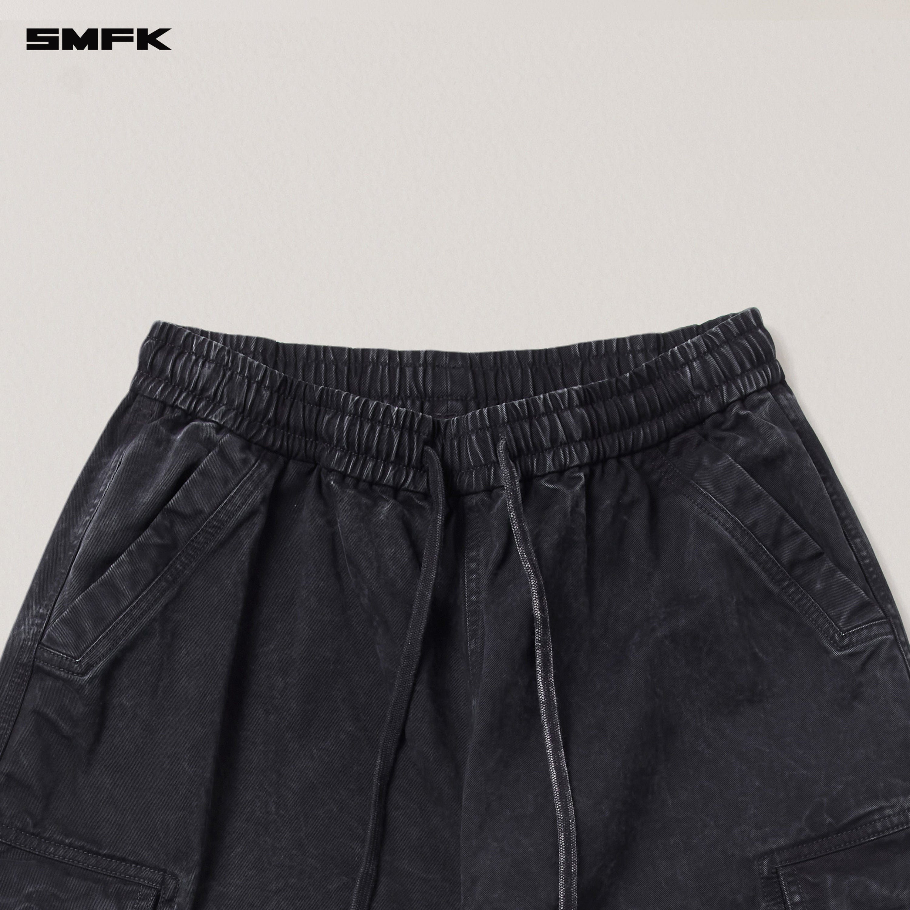 VINTAGE-STORM LOOSE SPORTS CARGO PANTS/FADE DYE WILD BLACK