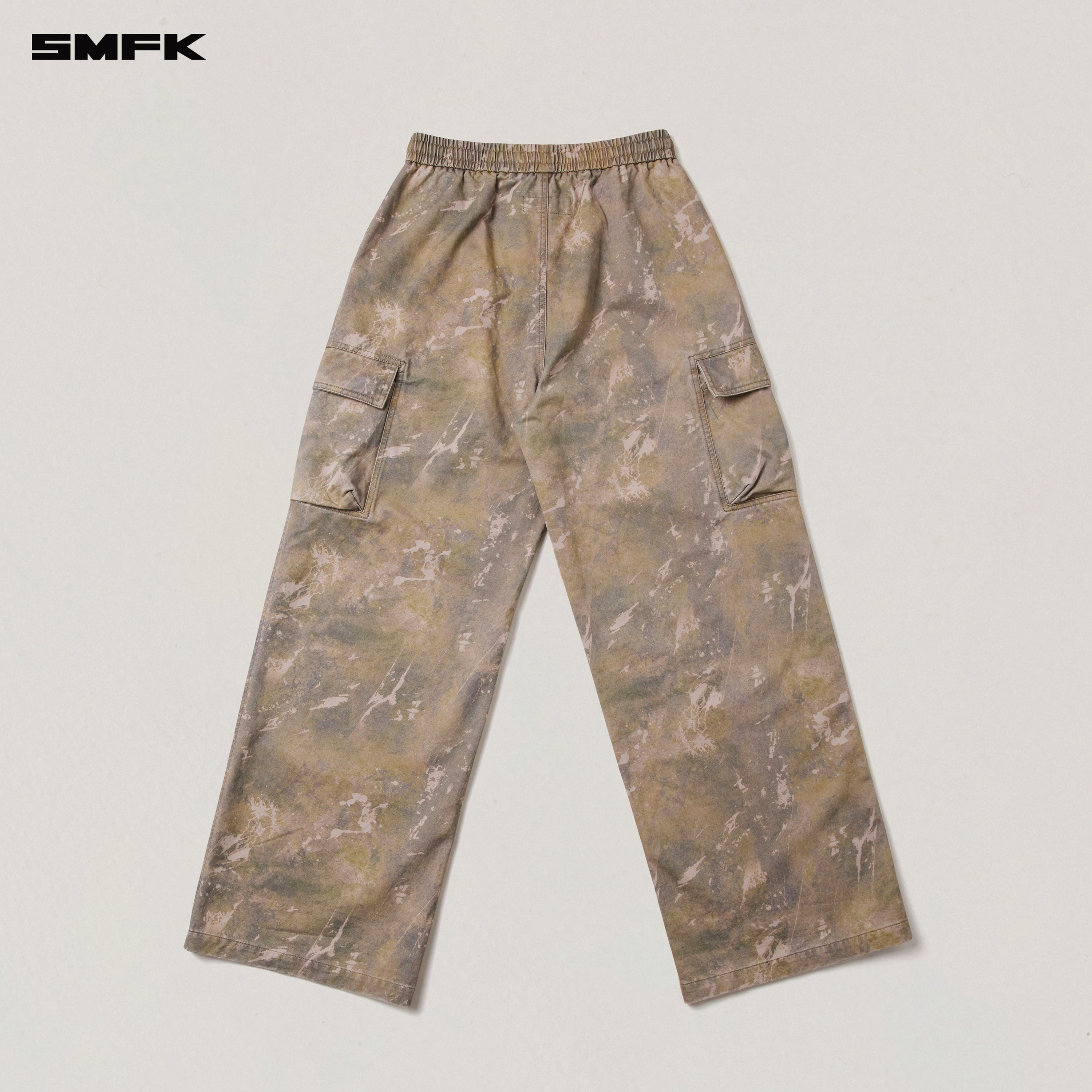 VINTAGE-STORM LOOSE SPORTS CARGO PANTS/FADE DYE HURRICANE CAMOUFLAGE