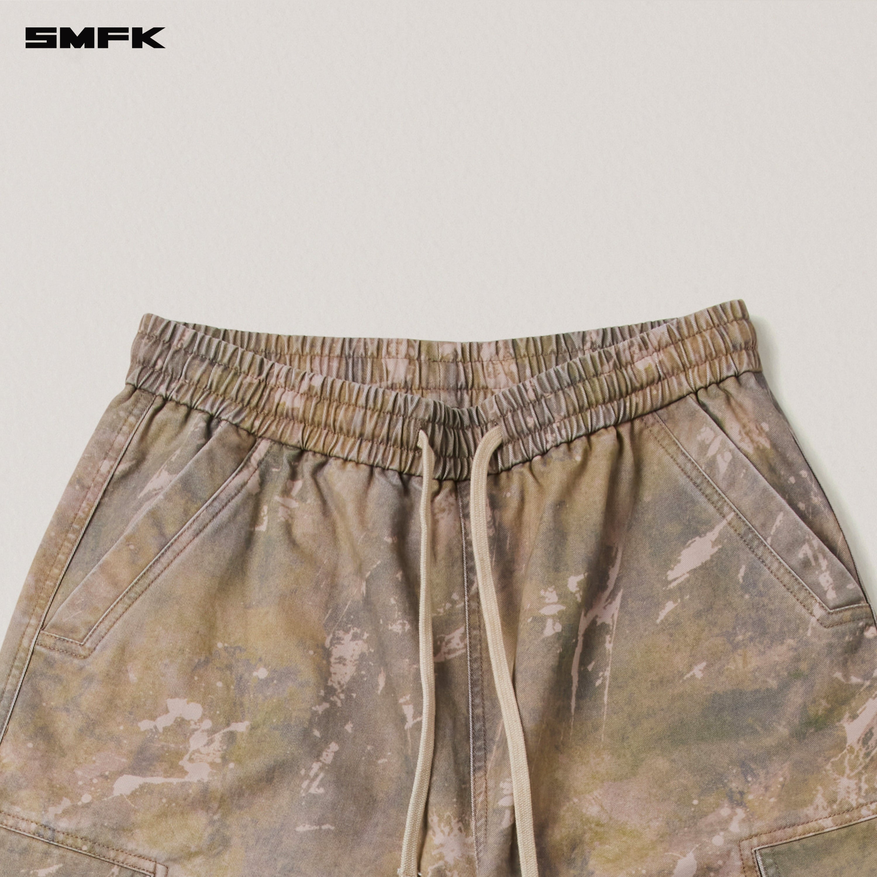 VINTAGE-STORM LOOSE SPORTS CARGO PANTS/FADE DYE HURRICANE CAMOUFLAGE