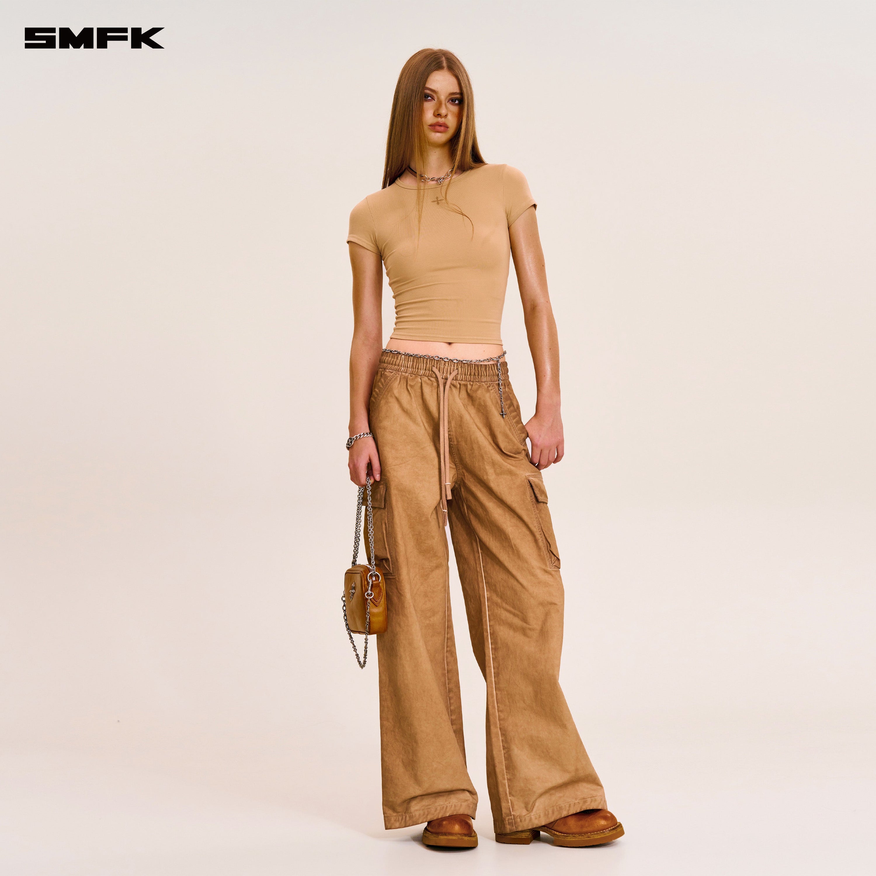 VINTAGE-STORM LOOSE SPORTS CARGO PANTS/FADE DYE FADING DESERT