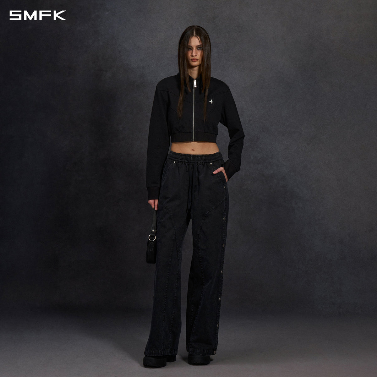 MIRAGE SIREN COLD DYE LOOSE BASKETBALL SPORTS CARGO PANTS/COTTON+GARMENT DYE/U WILD BLACK