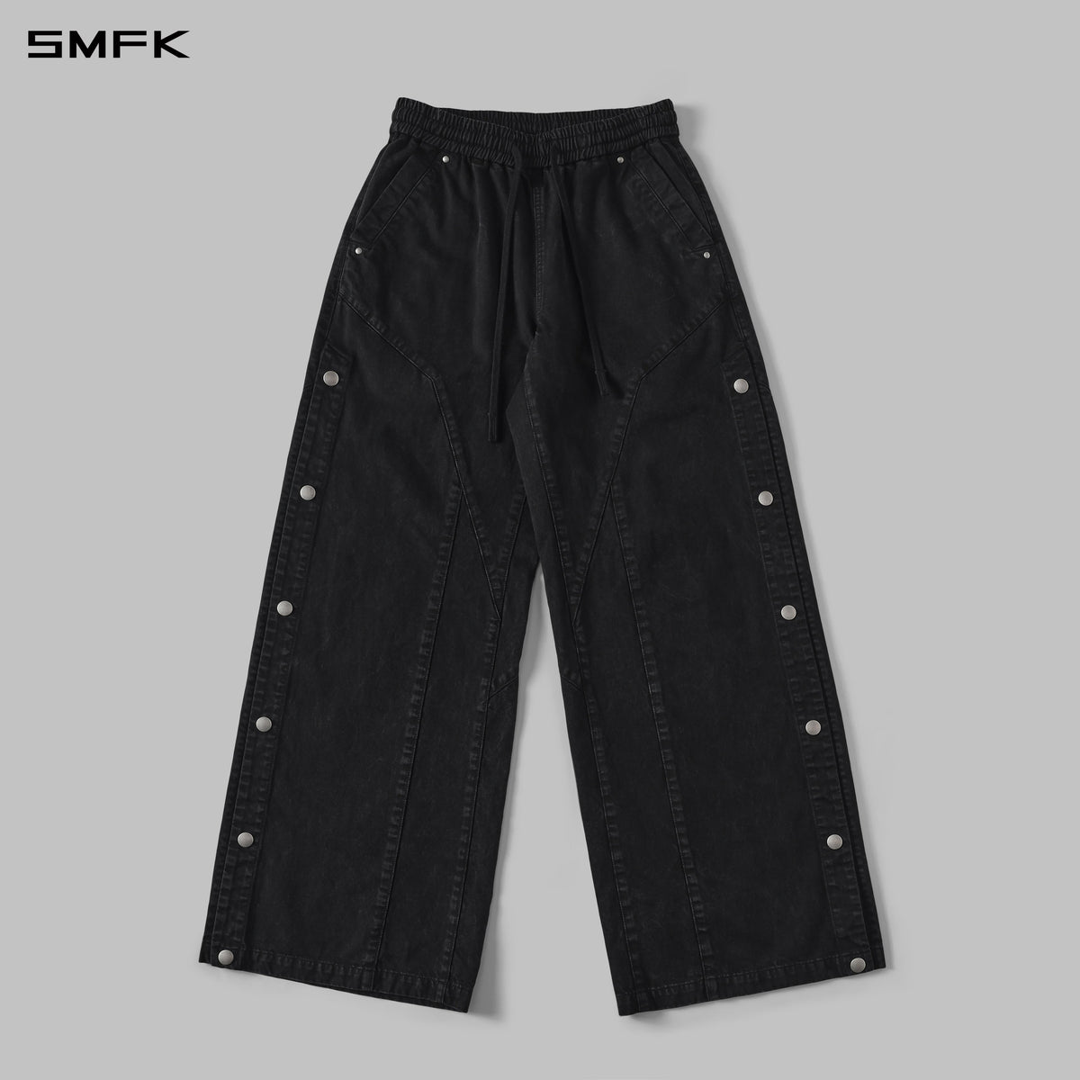 MIRAGE SIREN COLD DYE LOOSE BASKETBALL SPORTS CARGO PANTS/COTTON+GARMENT DYE/U WILD BLACK