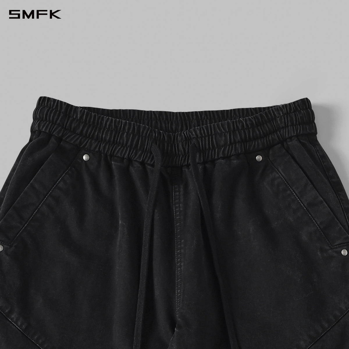 MIRAGE SIREN COLD DYE LOOSE BASKETBALL SPORTS CARGO PANTS/COTTON+GARMENT DYE/U WILD BLACK