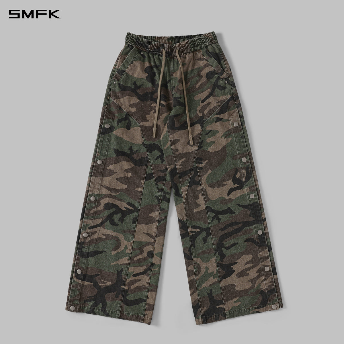 MIRAGE SIREN COLD DYE LOOSE SPORTS CARGO PANTS/COTTON+GARMENT DYE/U GREEN CAMOUFLAGE