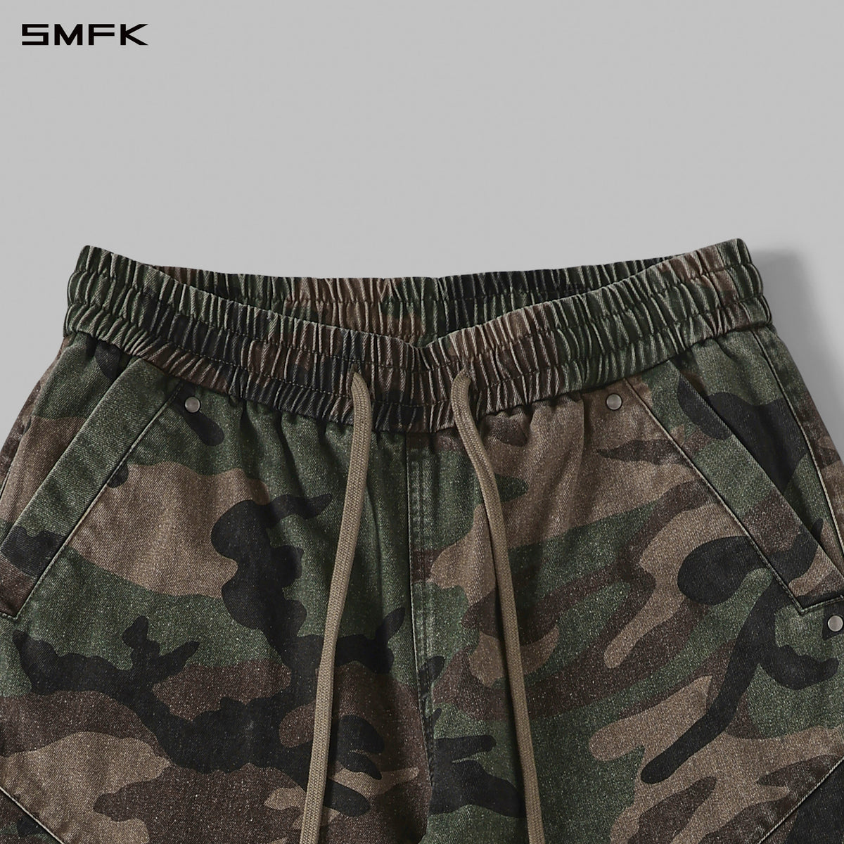 MIRAGE SIREN COLD DYE LOOSE SPORTS CARGO PANTS/COTTON+GARMENT DYE/U GREEN CAMOUFLAGE