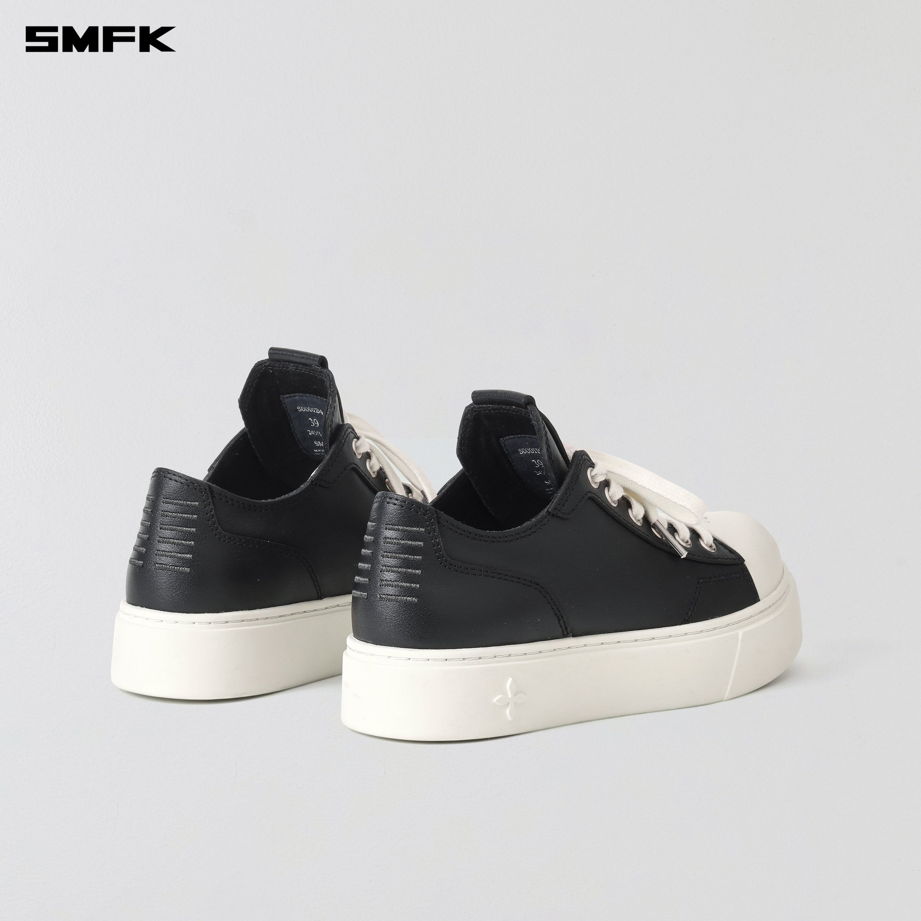 COMPASS MODE LEATHER SNEAKER LOW/COW LEATHER BLACK WHITE