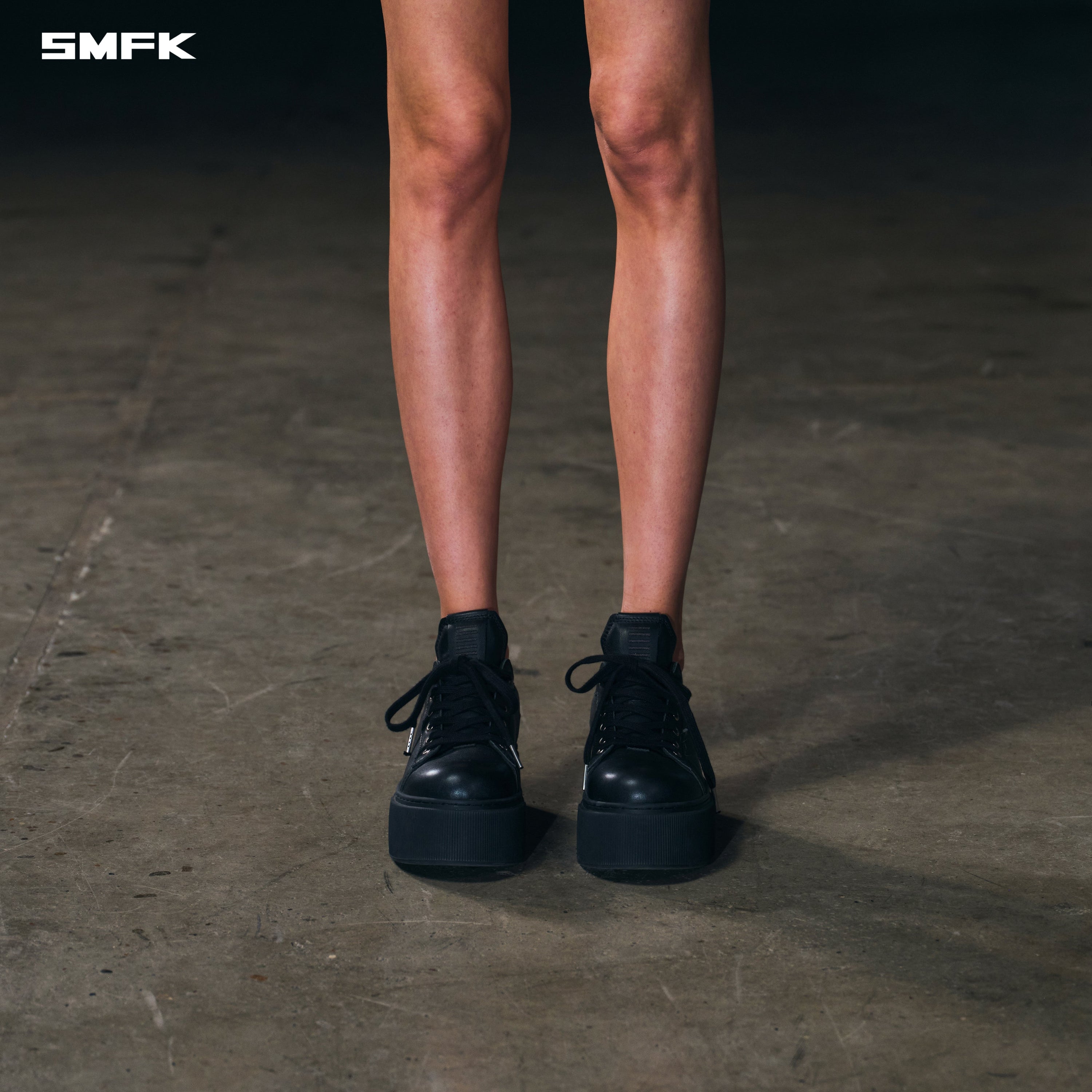 COMPASS MODE THICK LEATHER SNEAKER/COW LEATHER WILD BLACK