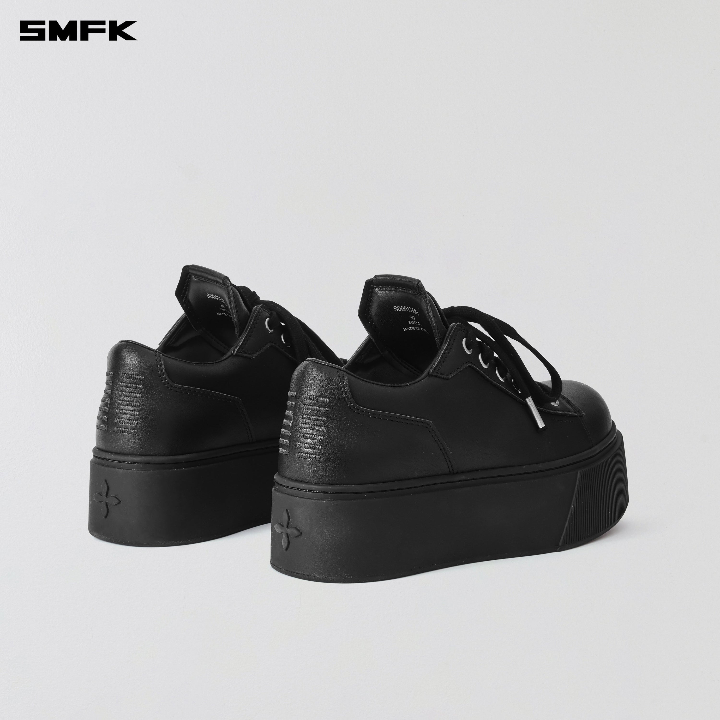 COMPASS MODE THICK LEATHER SNEAKER/COW LEATHER WILD BLACK