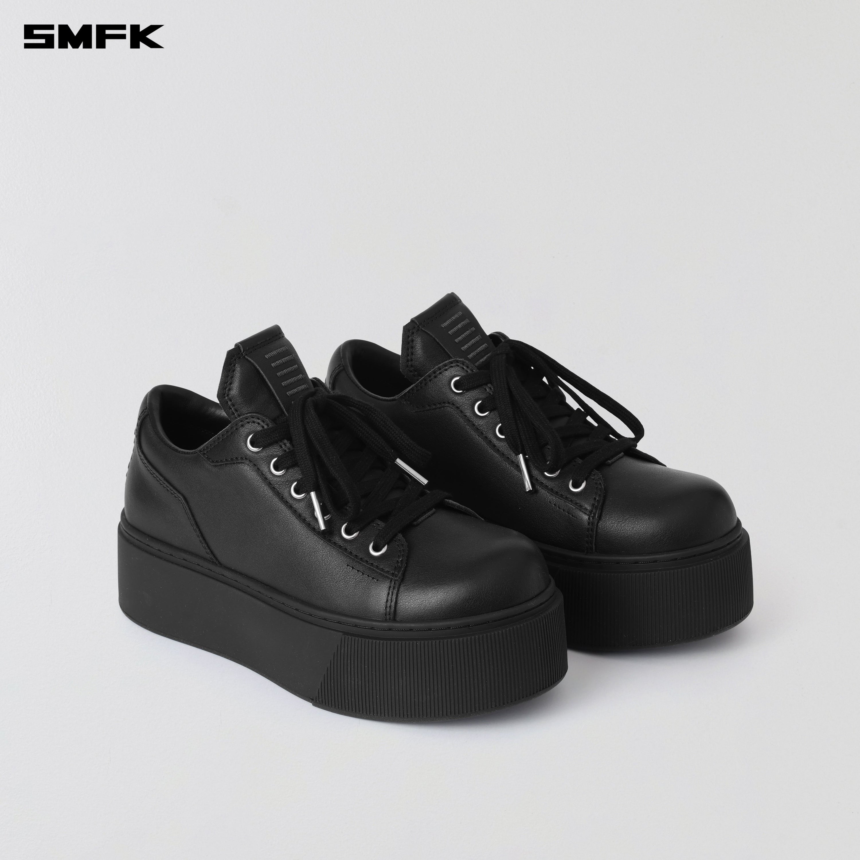 COMPASS MODE THICK LEATHER SNEAKER/COW LEATHER WILD BLACK