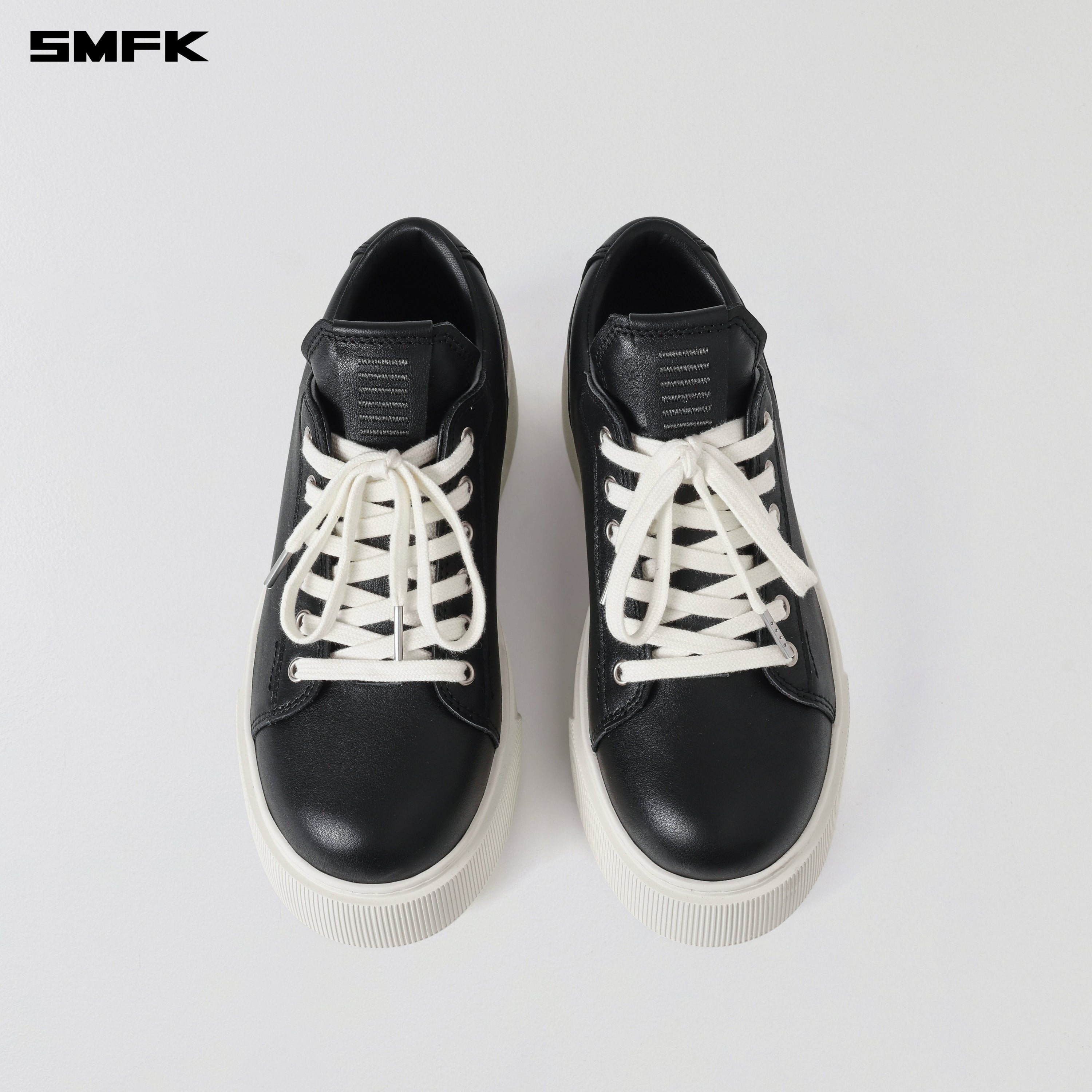 COMPASS MODE THICK LEATHER SNEAKER/COW LEATHER BLACK WHITE