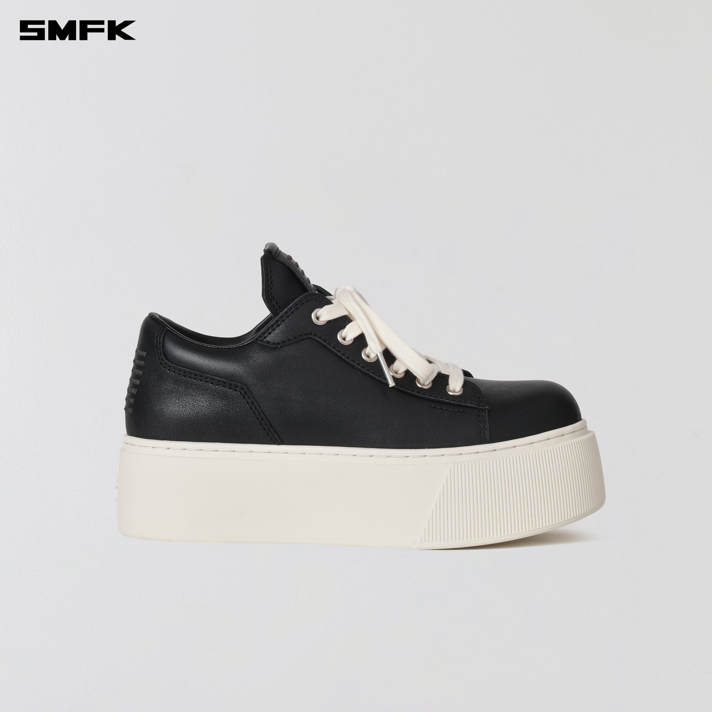 COMPASS MODE THICK LEATHER SNEAKER/COW LEATHER BLACK WHITE