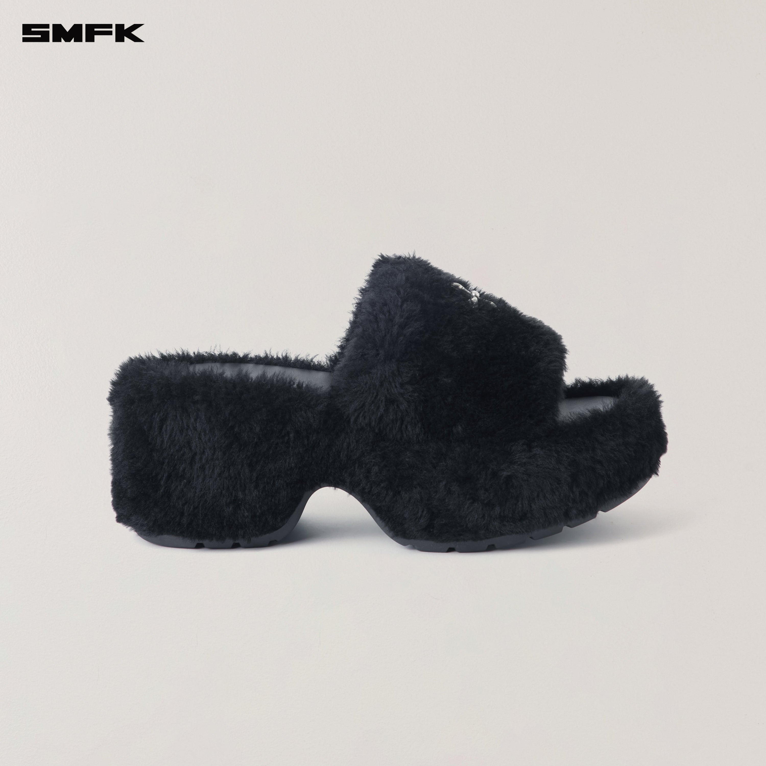 COMPASS MODE WOOL SHEARLING UNITY  SLIPPER/HIGH WILD BLACK