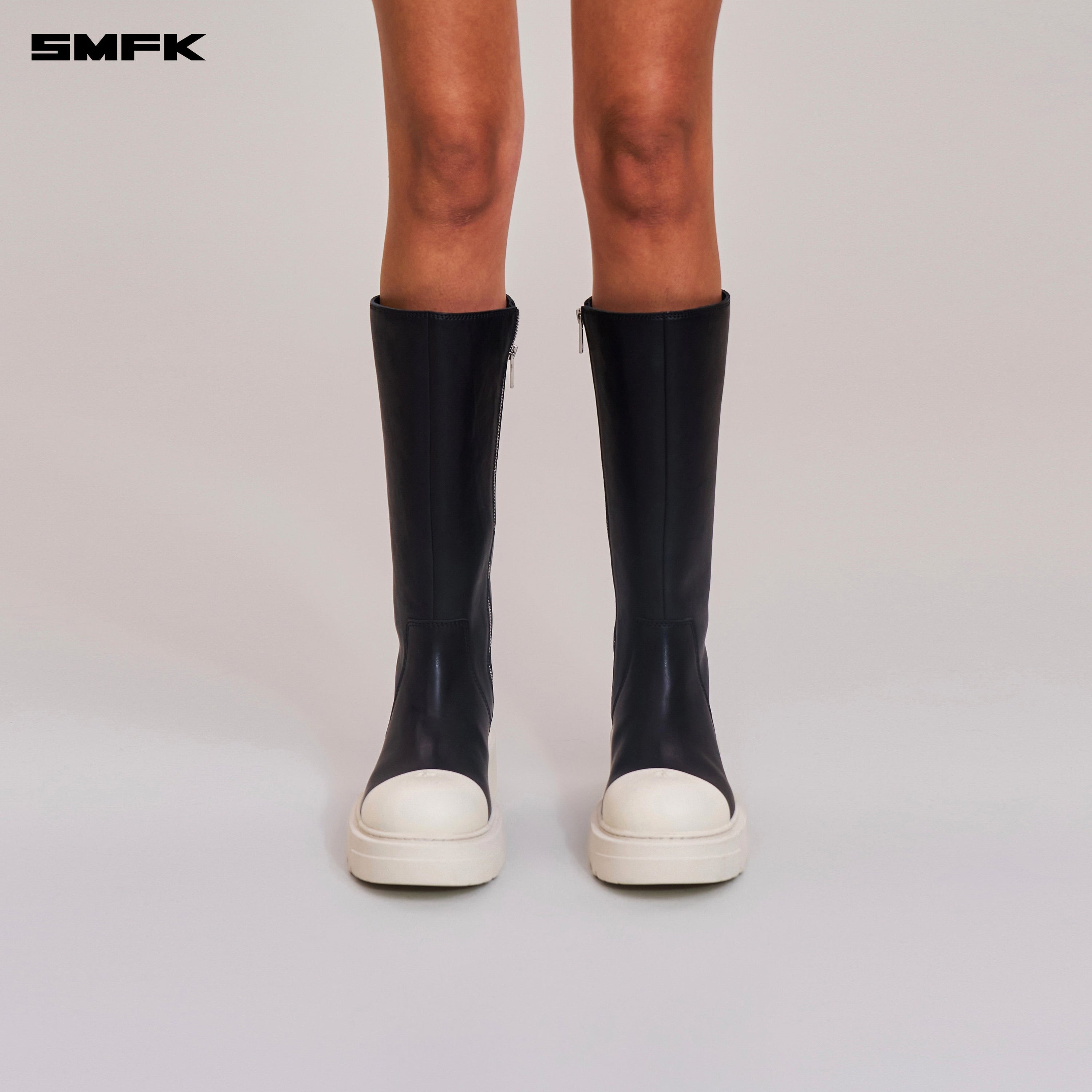 COMPASS ROVE LEATHER HIGH BOOTS BLACK WHITE