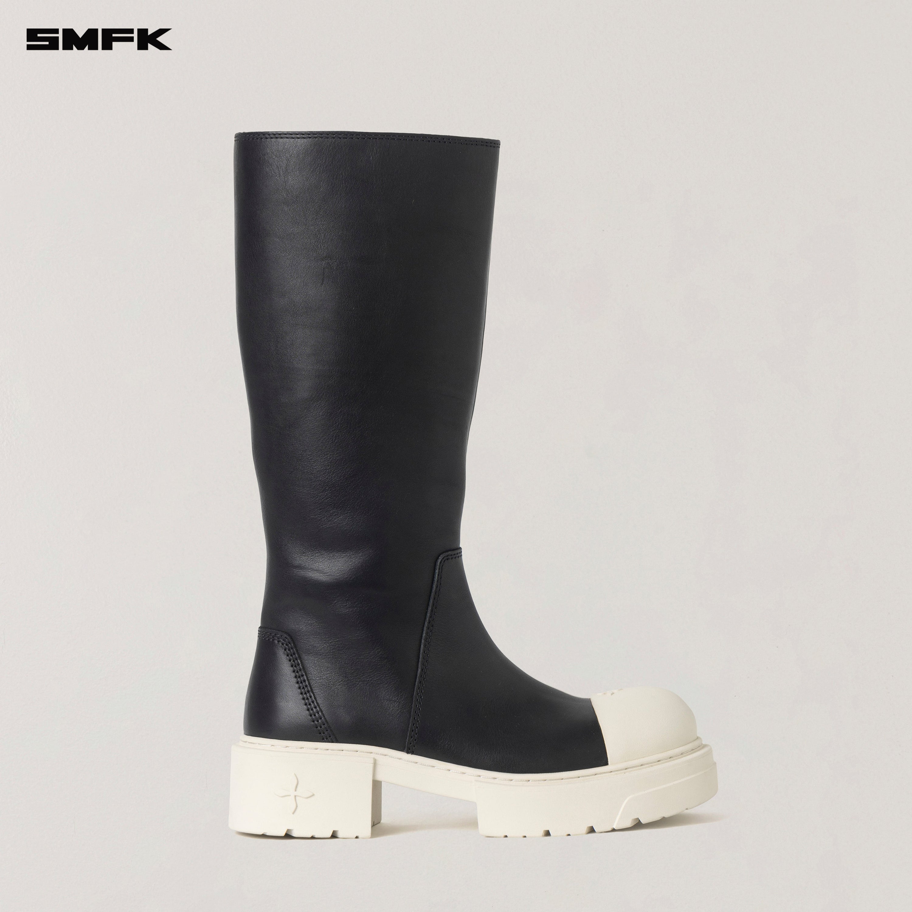 COMPASS ROVE LEATHER HIGH BOOTS BLACK WHITE