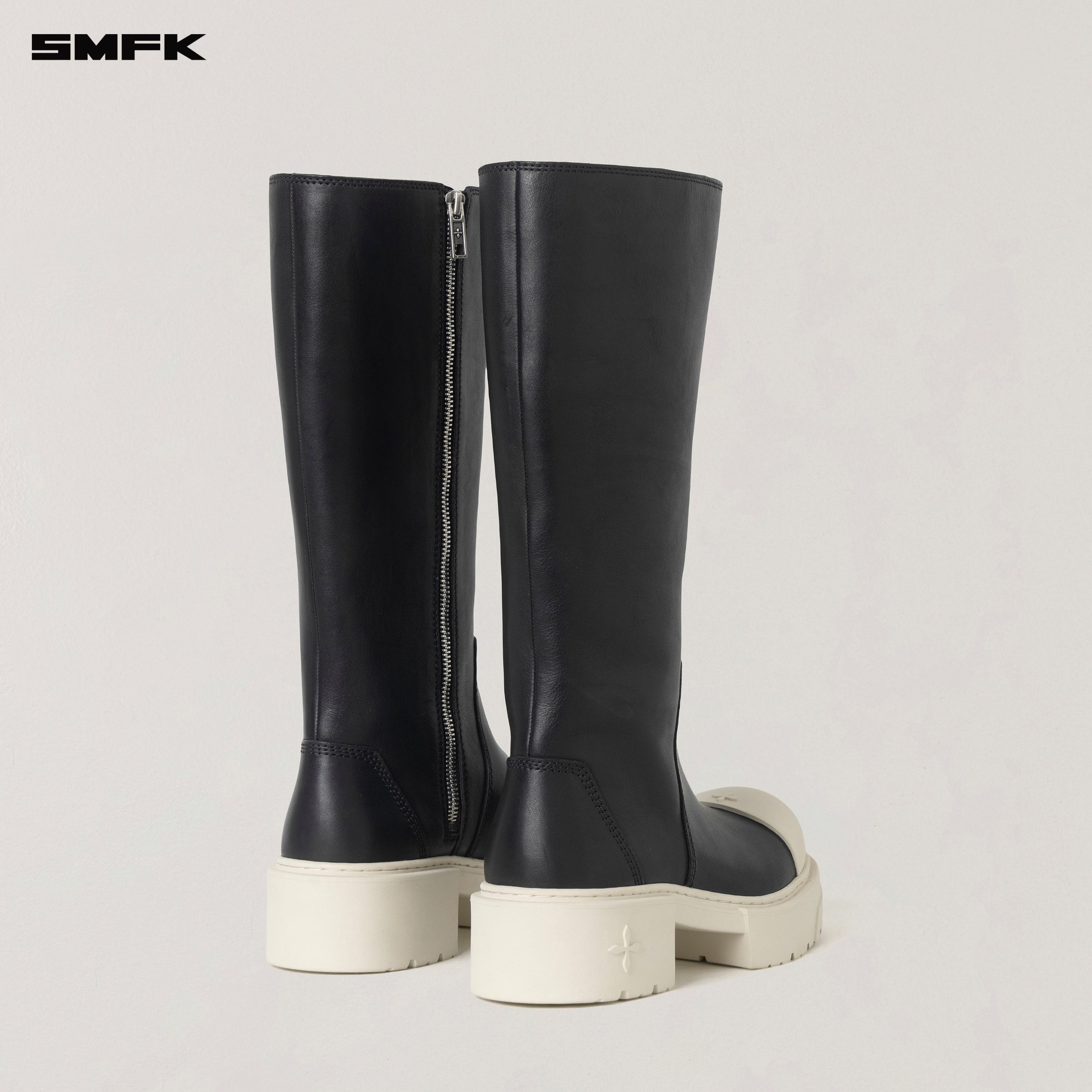 COMPASS ROVE LEATHER HIGH BOOTS BLACK WHITE