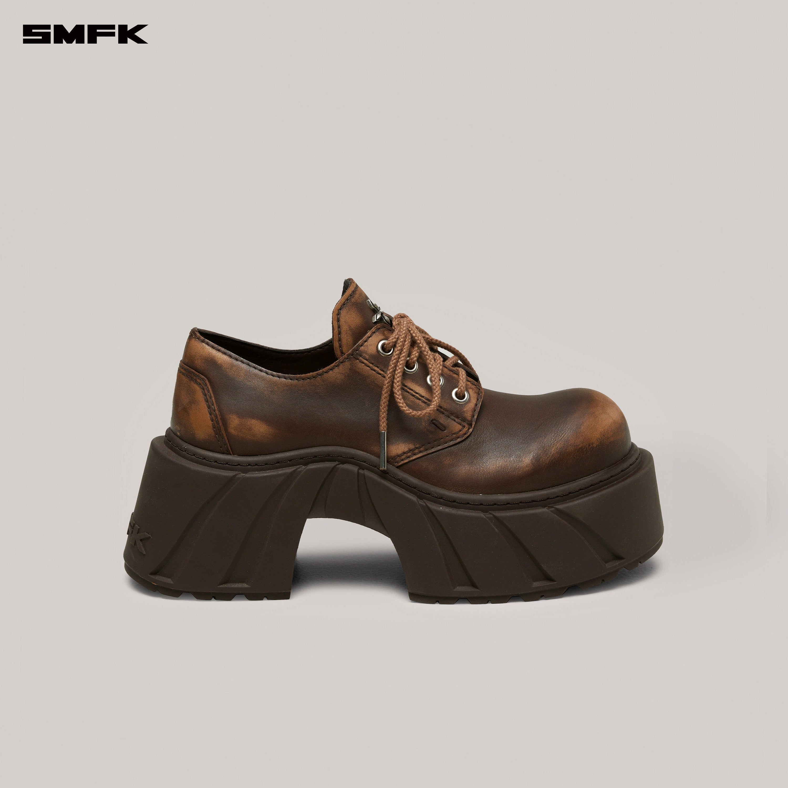 FUTURE MIRAGE LEATHER HIGH HEEL DERBY PATINA WILD HORSE BROWN PATINA