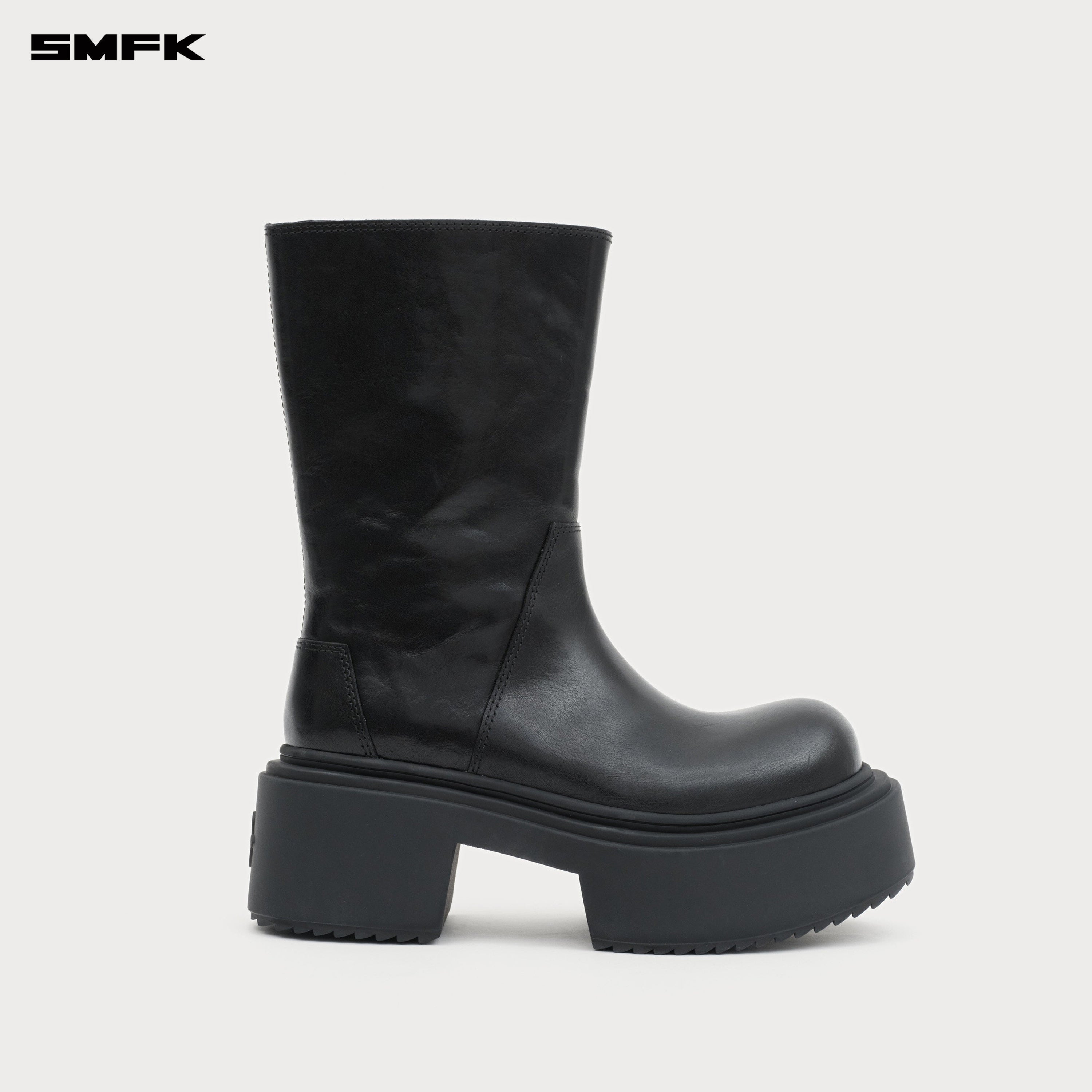 Compass Mode Statue Leather Riding Boots Wild Black