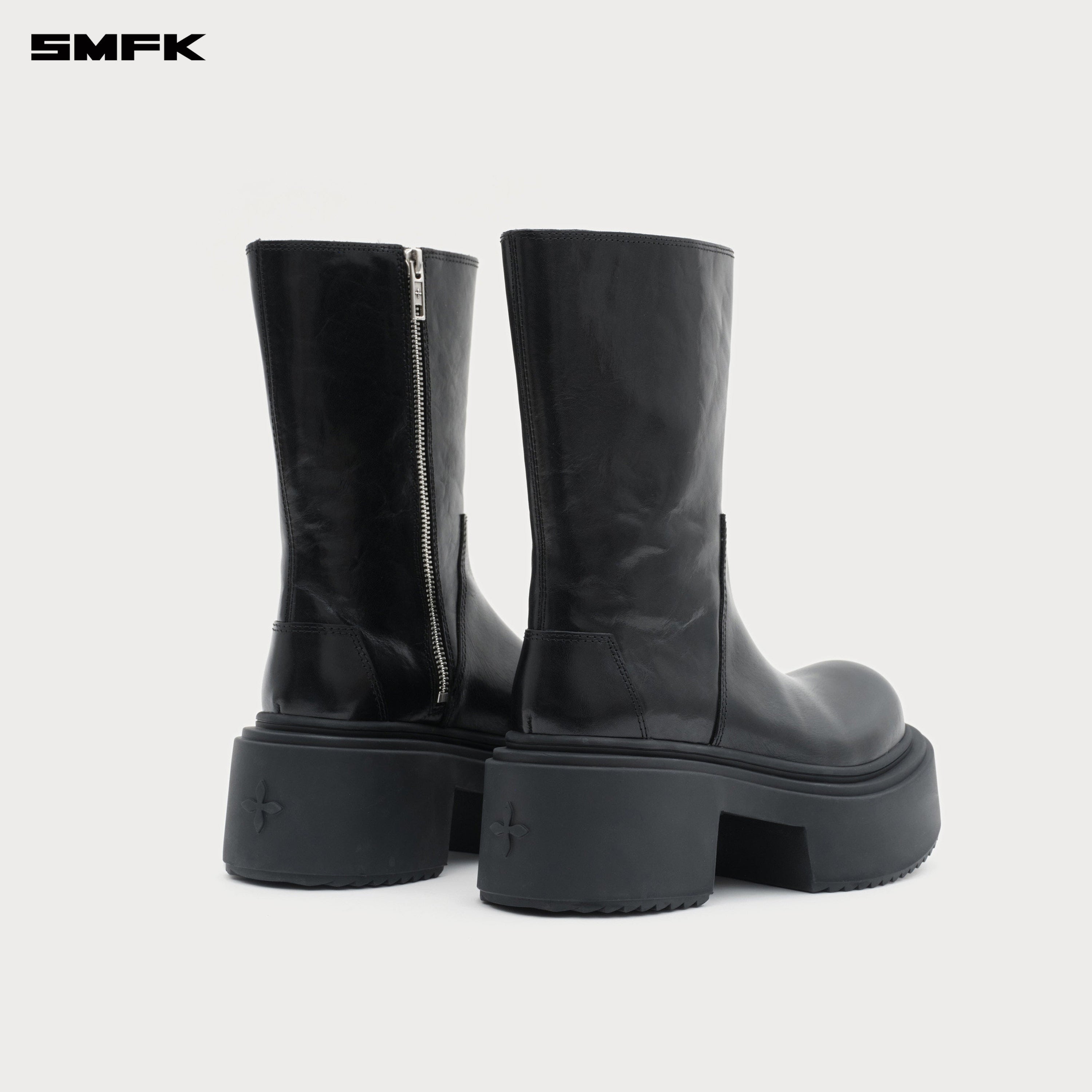 Compass Mode Statue Leather Riding Boots Wild Black