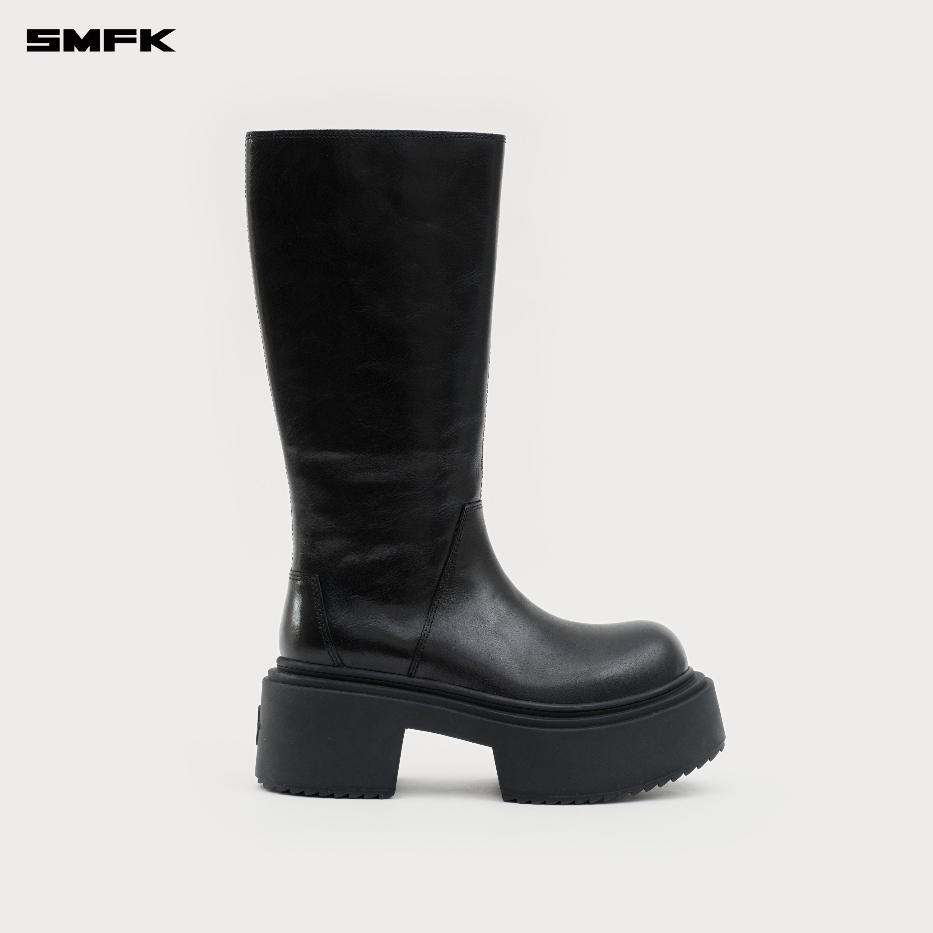 Compass Mode Statue Leather High Riding Boots Wild Black