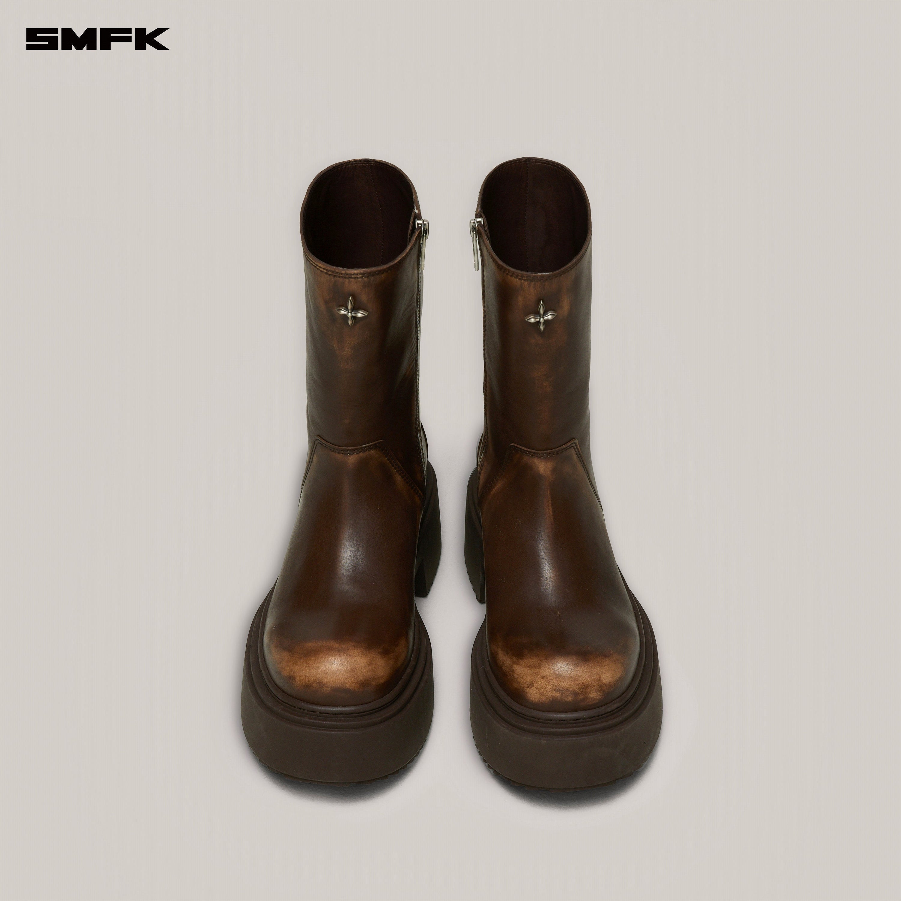 COMPASS MODE LEATHER RIDING BOOTS PATINA WILD HORSE BROWN PATINA
