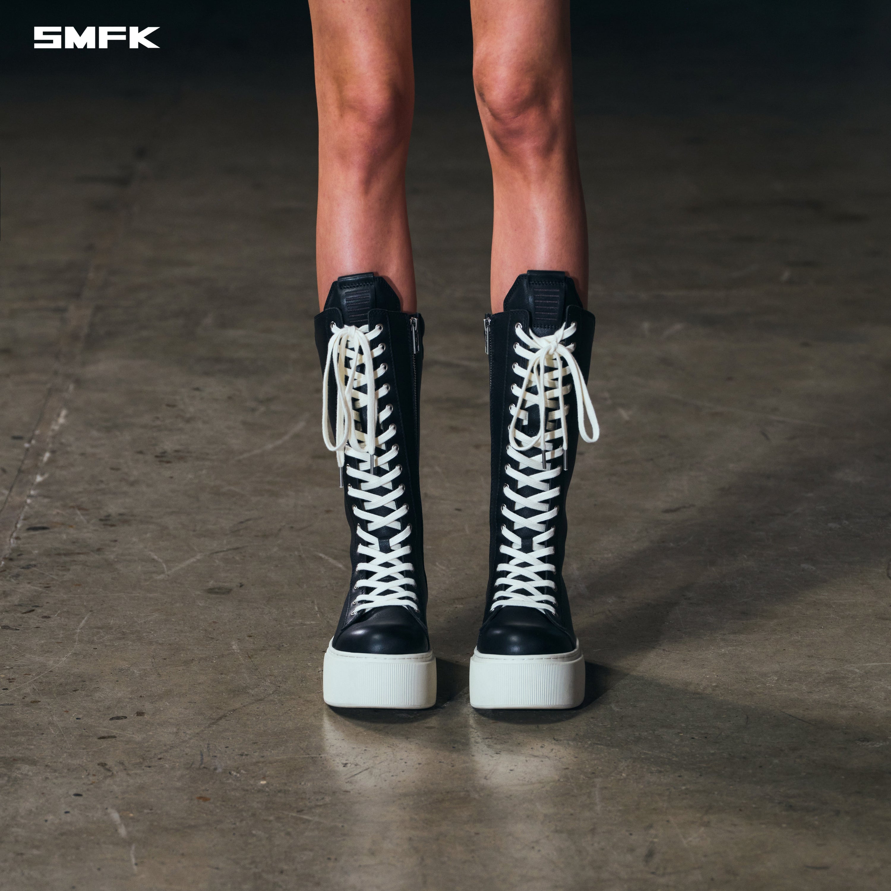 RUSH BOXING HIGH BOOTS BLACK WHITE