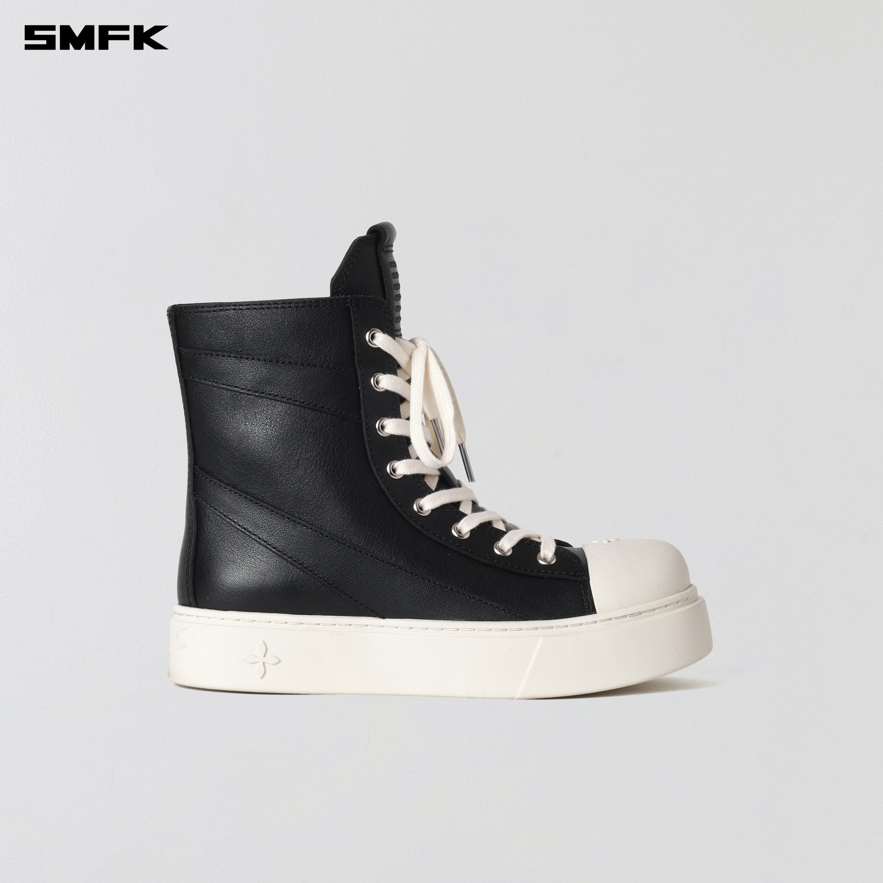 ROVE MID LEATHER SNEAKER/COW LEATHER BLACK WHITE