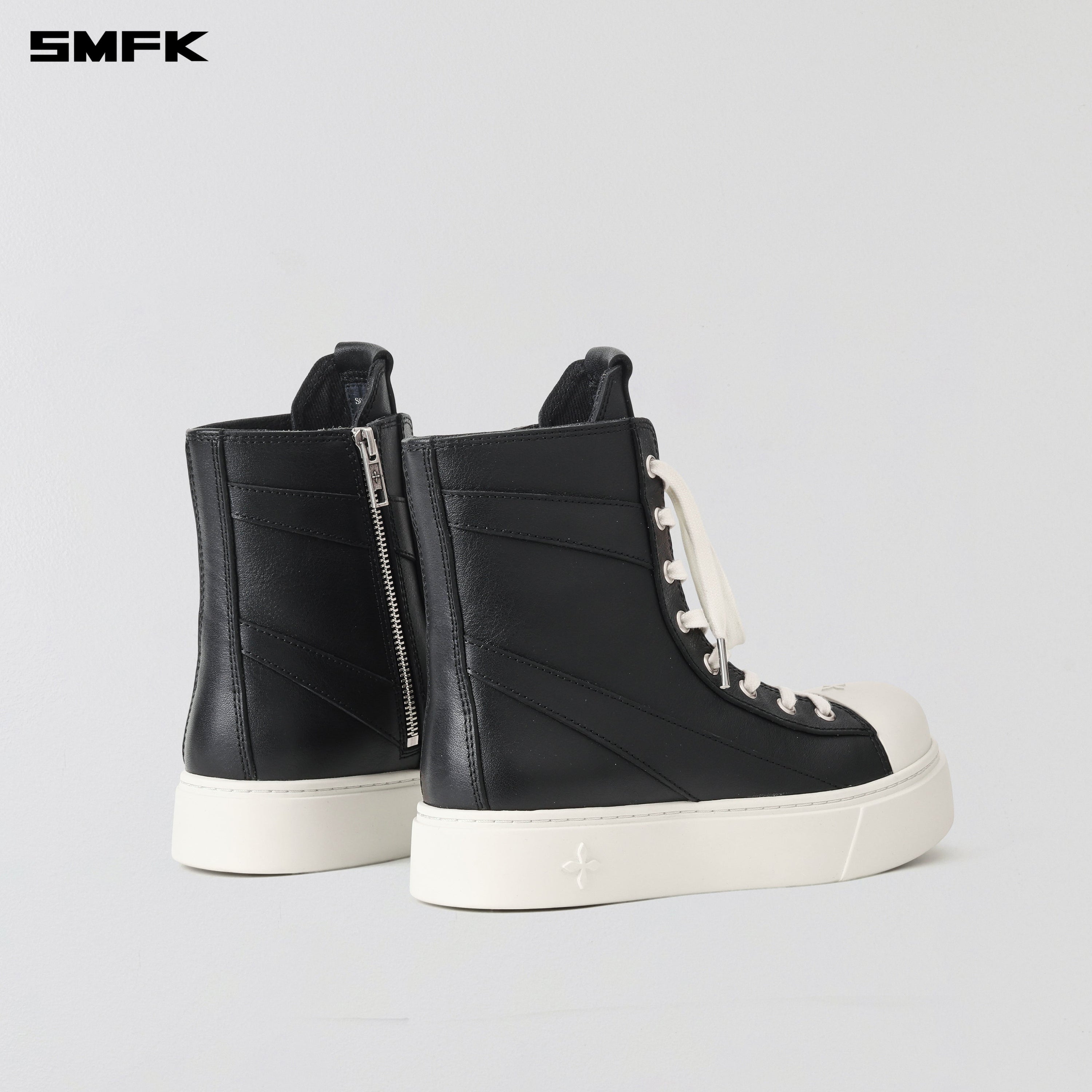 ROVE MID LEATHER SNEAKER/COW LEATHER BLACK WHITE