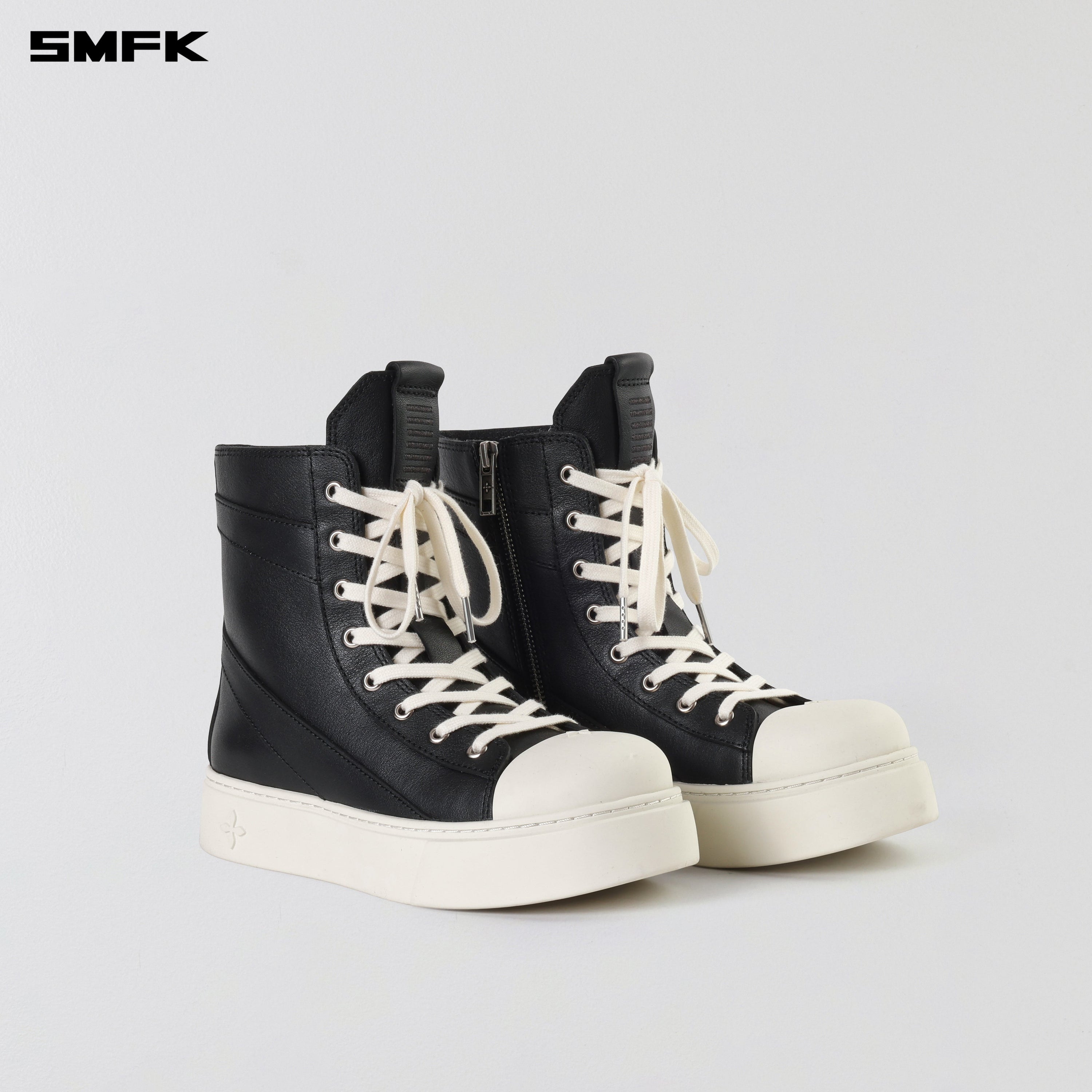 ROVE MID LEATHER SNEAKER/COW LEATHER BLACK WHITE