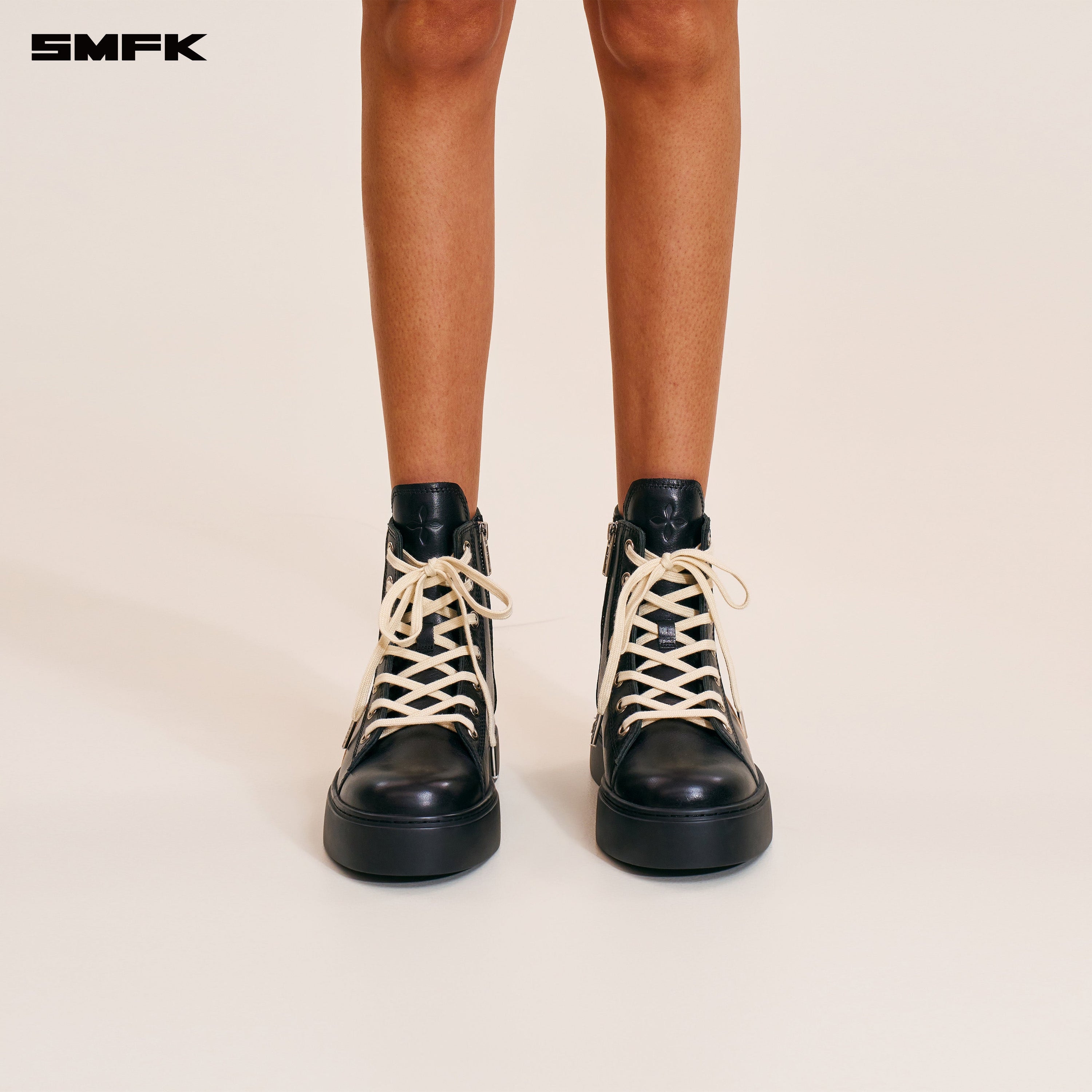 COMPASS ORIGIN  LEATHER SNEAKER HIGH WILD BLACK