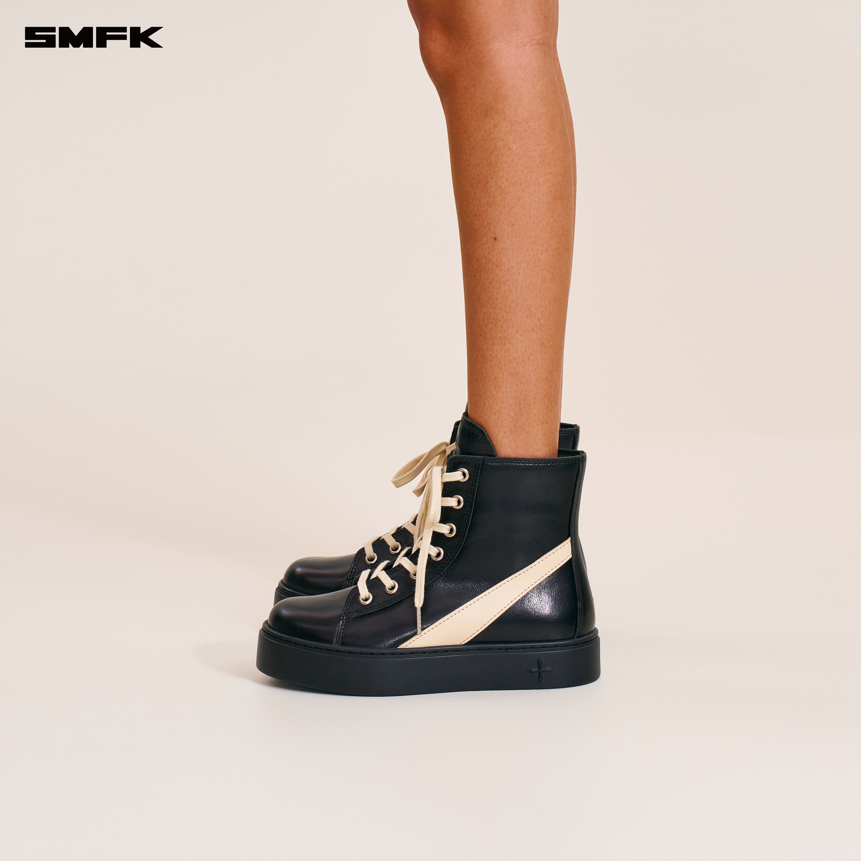 COMPASS ORIGIN  LEATHER SNEAKER HIGH WILD BLACK