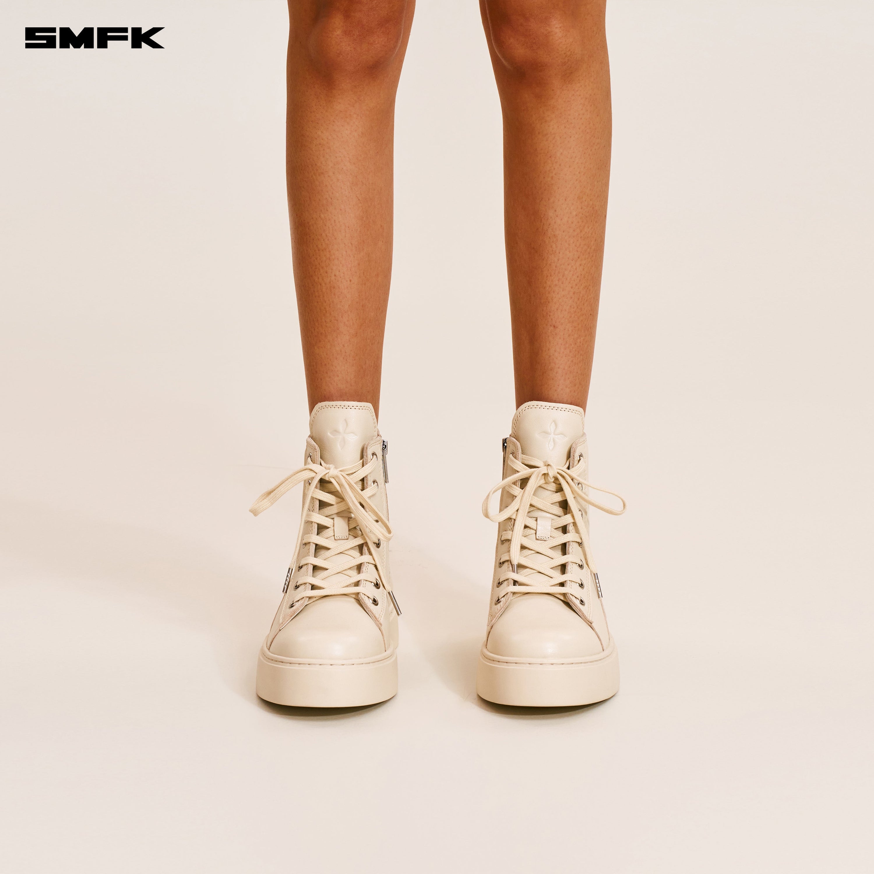 COMPASS ORIGIN  LEATHER SNEAKER HIGH SNOW MOUNTAIN WHITE