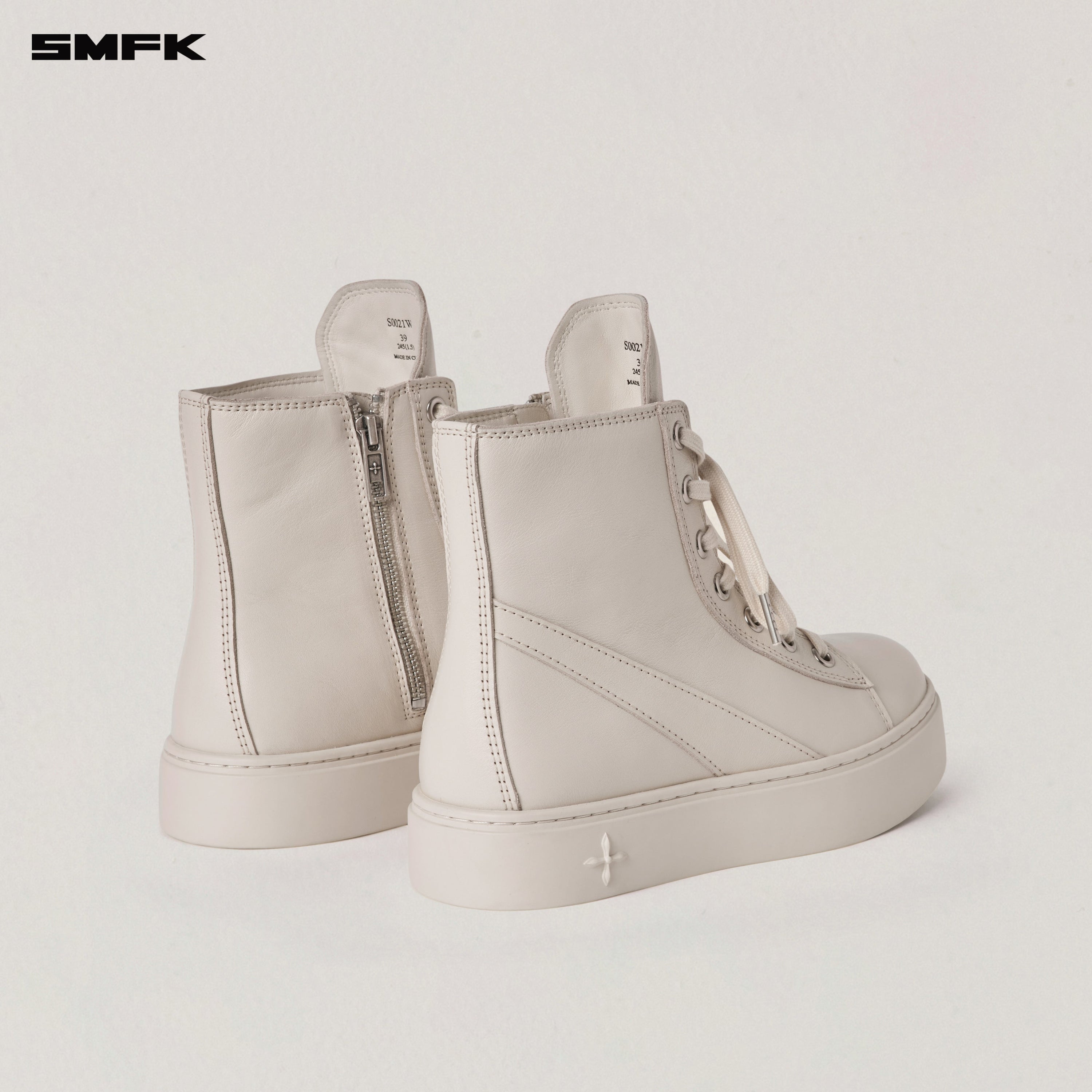 COMPASS ORIGIN  LEATHER SNEAKER HIGH SNOW MOUNTAIN WHITE
