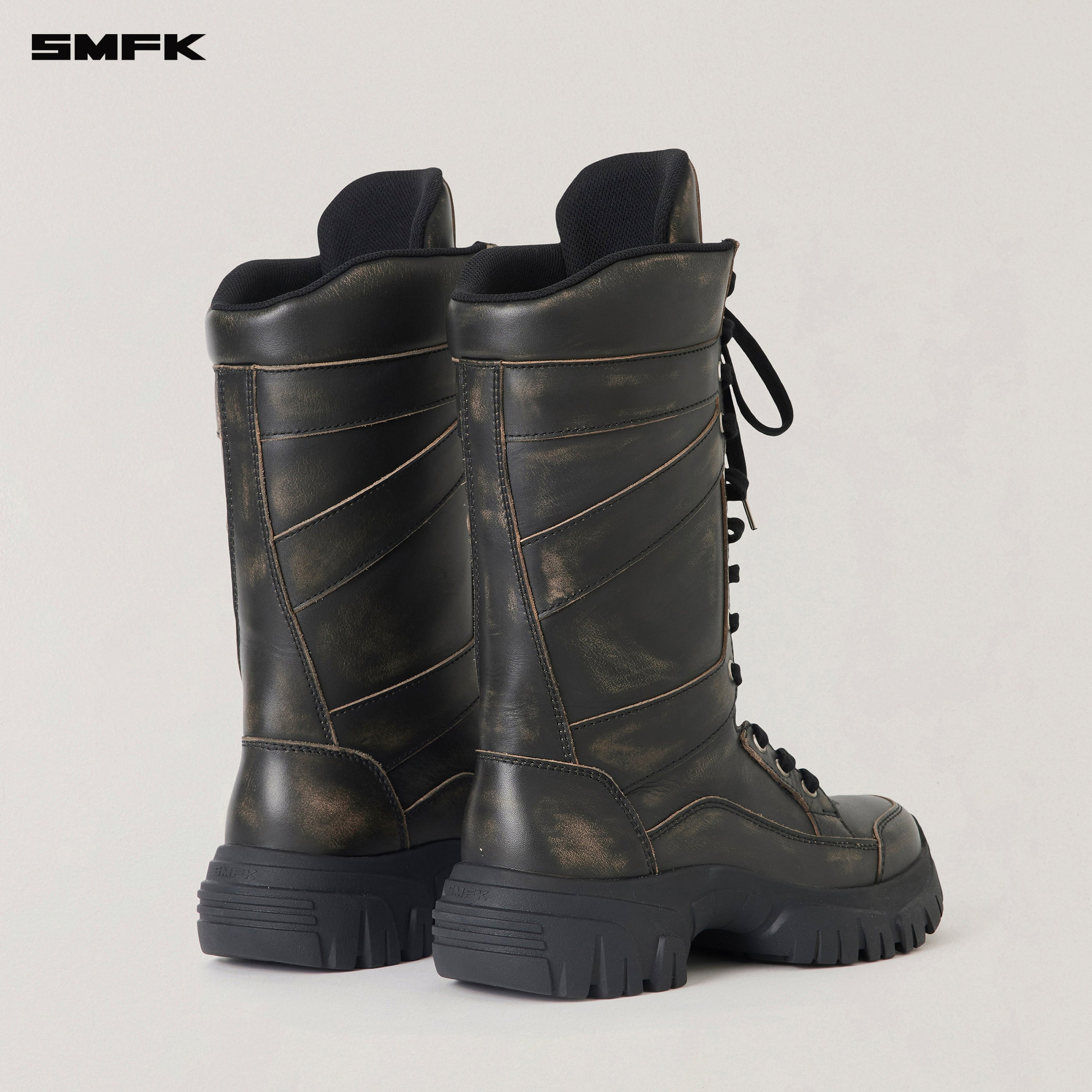 VINTAGE-WILD WIND LEATHER HIKE HIGH BOOTS /PATINA WILD BLACK PATINA