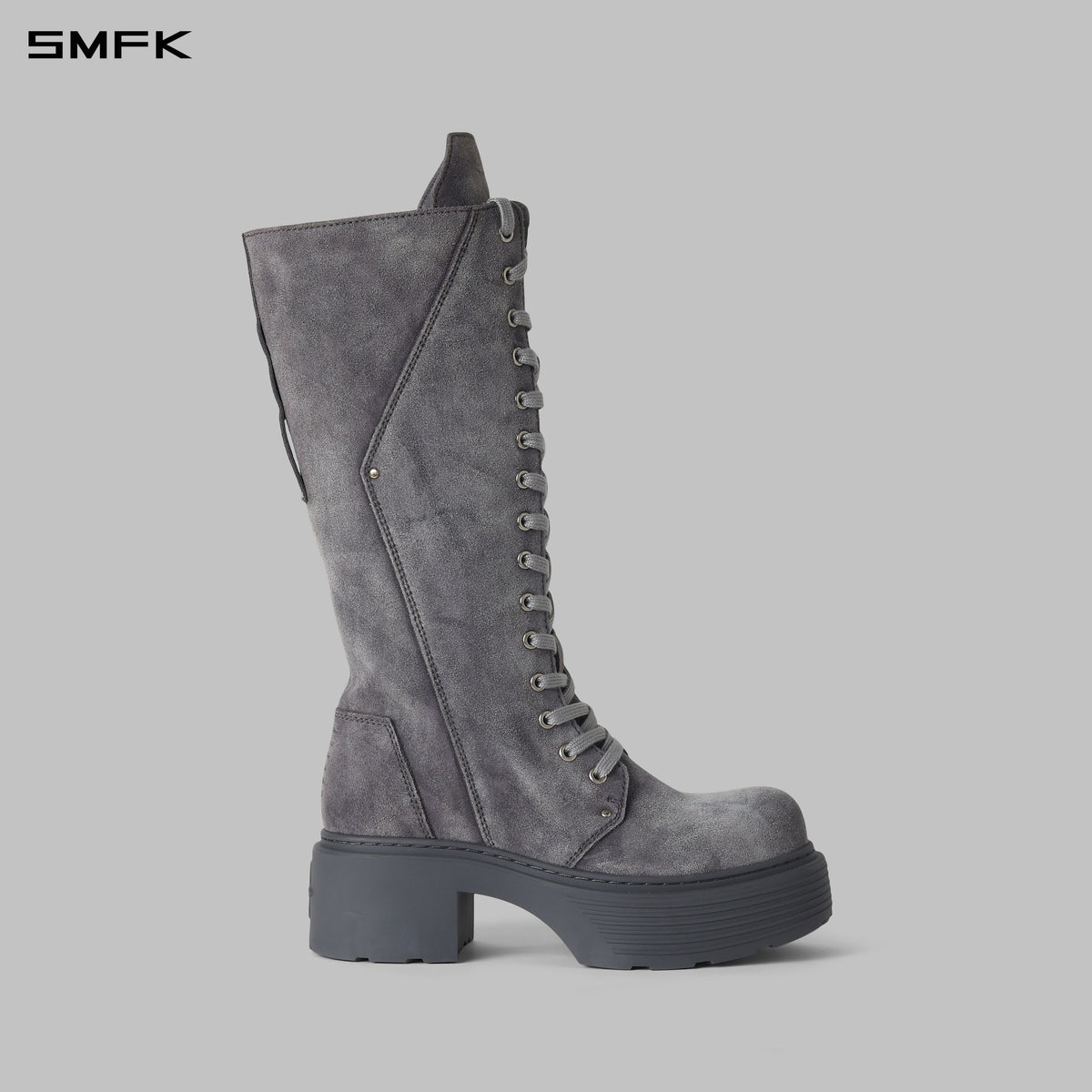CORE LEATHER HIGH-TOP MOTORCYCLE BOOTS/THICK/W DUSTY GREY