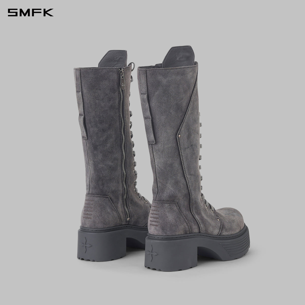 CORE LEATHER HIGH-TOP MOTORCYCLE BOOTS/THICK/W DUSTY GREY