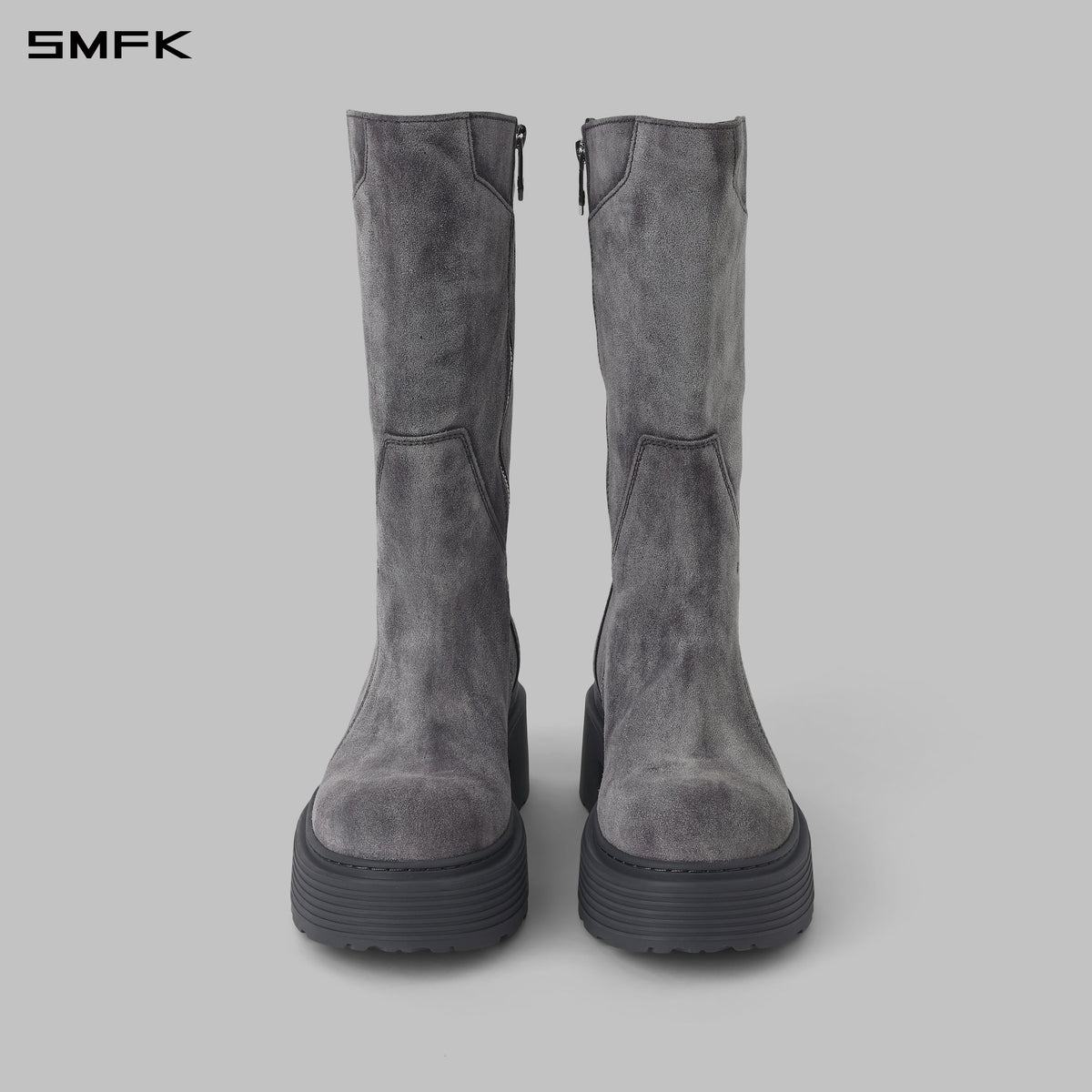 CORE LEATHER  HIGH-TOP BOOTS/THICK/W DUSTY GREY