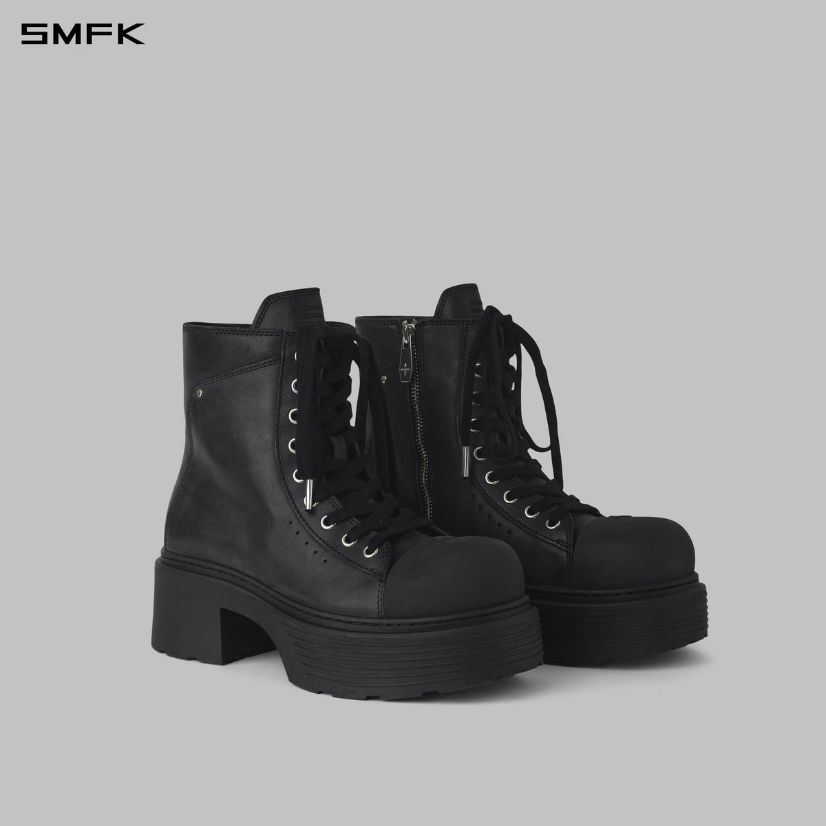 CORE LEATHER HIGH-TOP TRAINER/THICK SOLE/W WILD BLACK