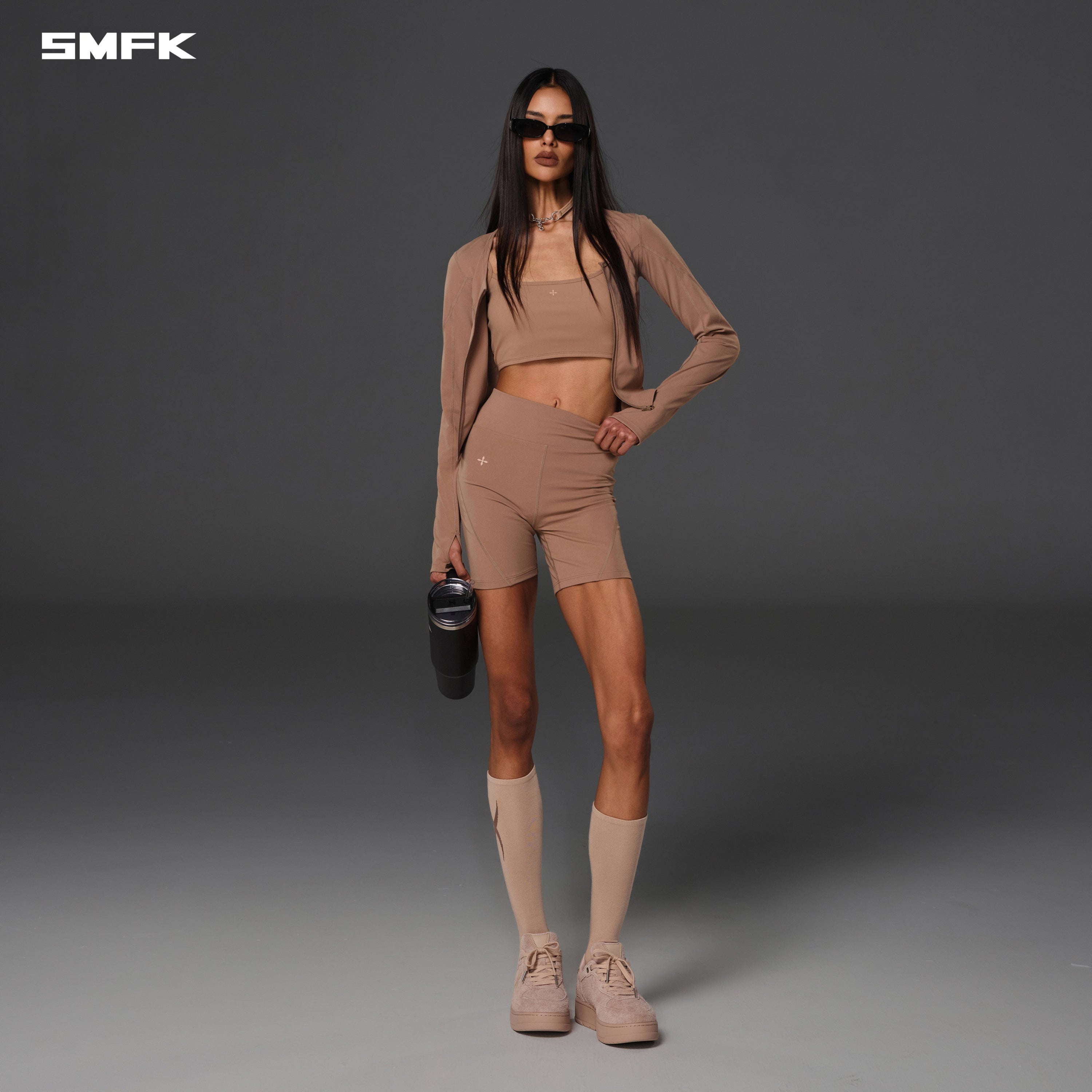 FOCUS GYM CARDIGAN/Lycra Nylon WILD BROWN